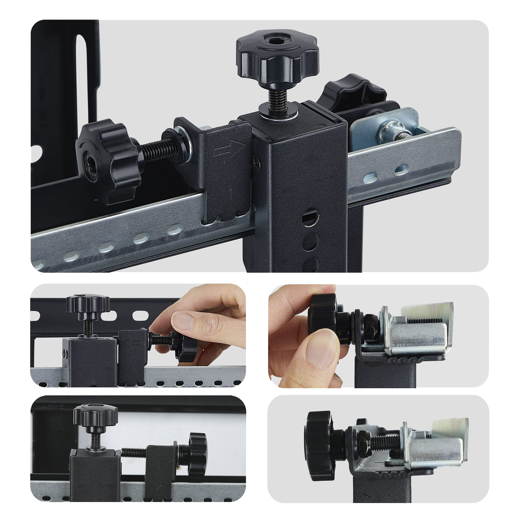 StarTech.com Startech - Befestigungskit (Wandmontage, VESA-Montagehalterungen, 2 Winkeleinsteller) - Kickstand-Stil - f�r Flachbildschirm - landscape/portrait, six-point adjustments, up to 70 kg - Schwarz - Bildschirmgr��e: 114.3-177.8 cm (45-70)