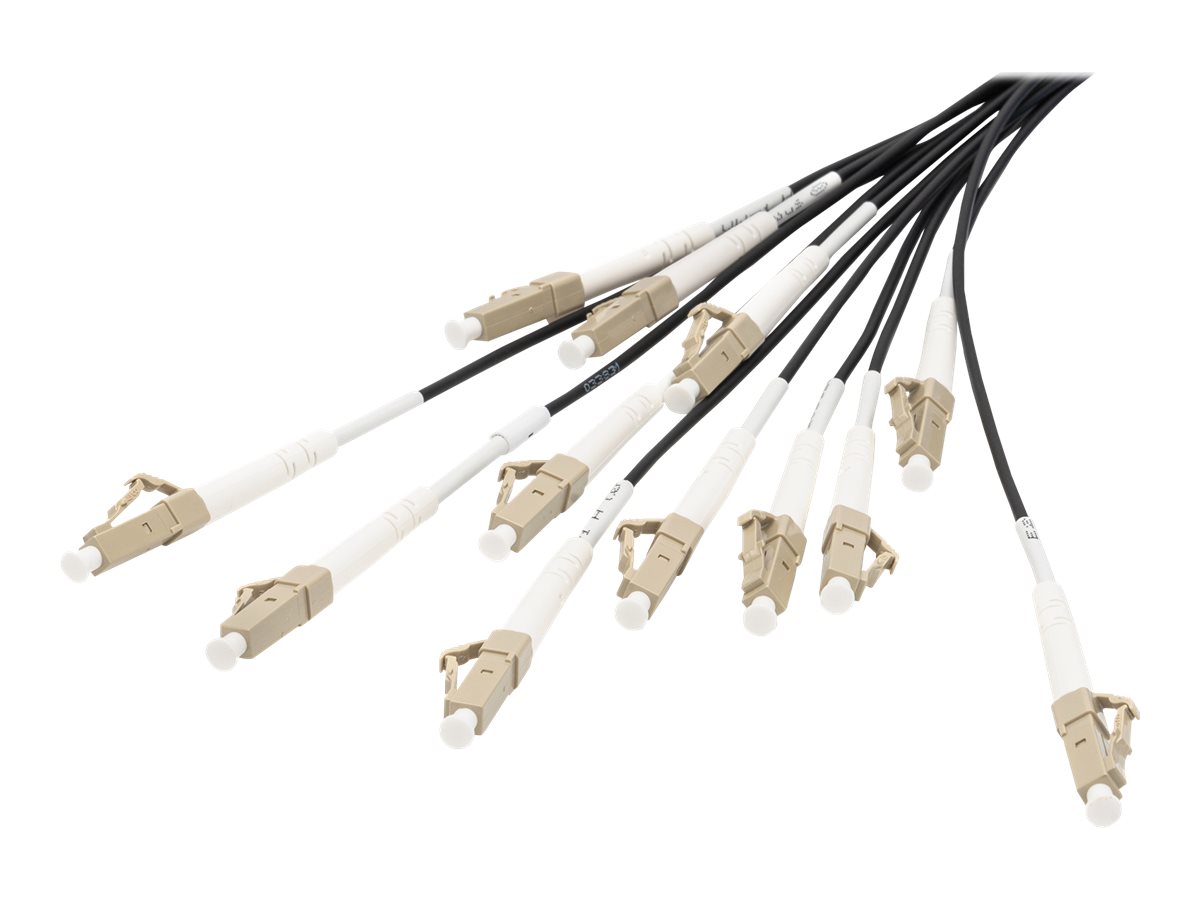 DIGITUS Vorkonfektionierte Glasfaser Universal Breakout Kabel, Multimode OM4, 12 Fasern, LC/UPC - LC/UPC