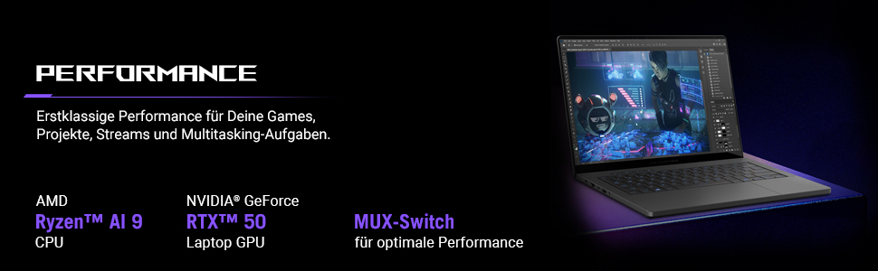 ASUS ROG Zephyrus G14 GA403WR-QS152W AMD Ryzen AI 9 HX 370 Ordinateur portable 35,6 cm (14) WQXGA+ 64 Go LPDDR5x-SDRAM 2 To SSD NVIDIA GeForce RTX 5070 Ti Wi-Fi 7 (802.11be) Windows 11 Home Allemand Noir, Gris