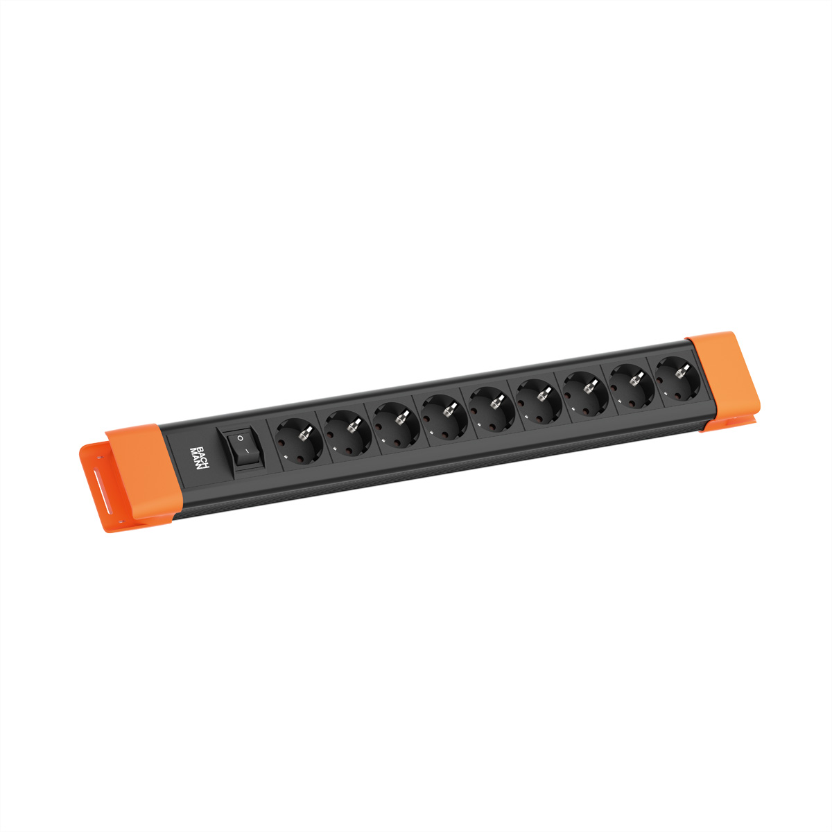 Bachmann CONNECTUS 9xCEE7/3 1xSchalter 2.0m CEE7/7 Schwarz/Orange