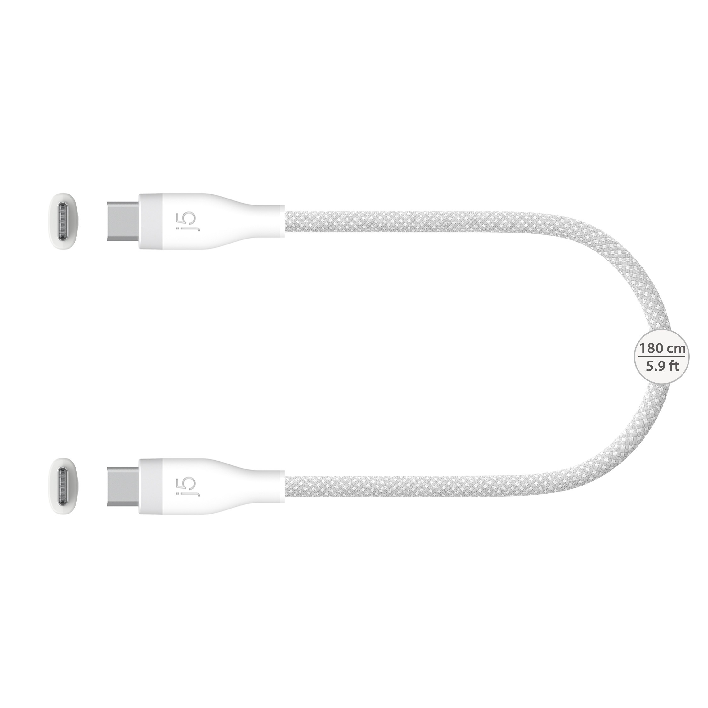 j5create JUCX18L18W USB-C� 60W Ultra Soft Double-Braided Fast Charging Cable