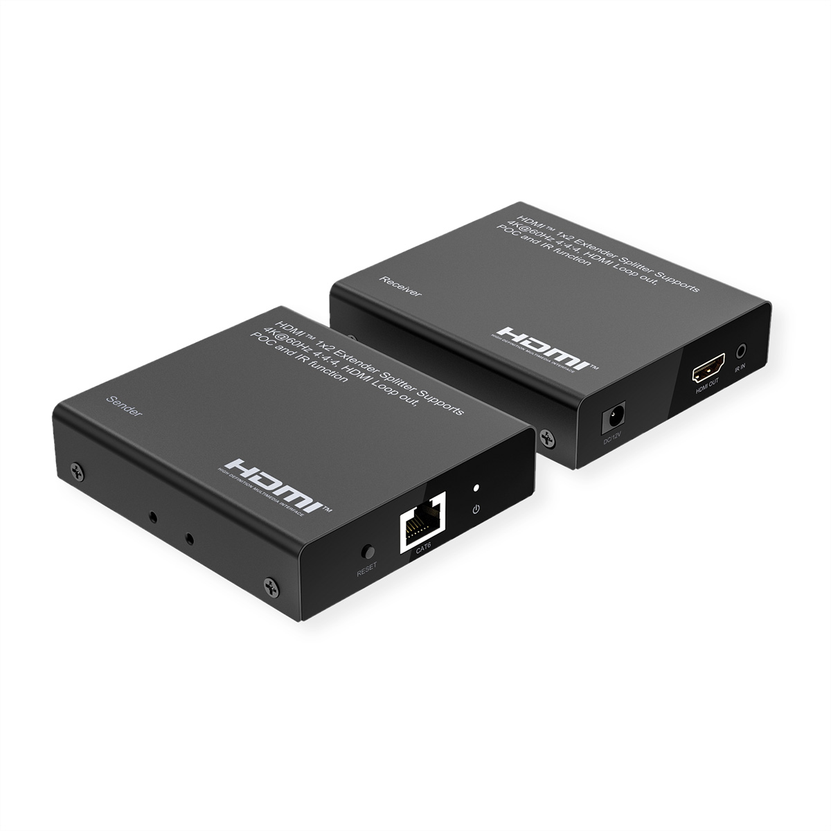 ROLINE HDMI 1x2 Splitter+ Extender via TP Kat.6A 4K60Hz 70m - Digital/Display/Video