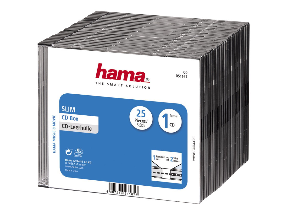 Hama Slim Jewel Case f�r Speicher-CD - Schwarz (Packung mit 25)