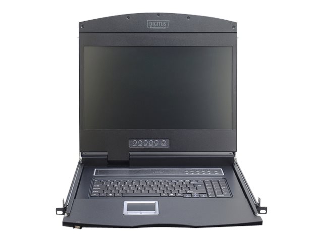 DIGITUS Modulare Konsole mit 19 TFT (48,3cm), 8-Port KVM & Touchpad, deutscher Tastatur