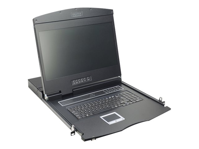 DIGITUS Modulare Konsole mit 19 TFT (48,3cm), 8-Port KVM & Touchpad, deutscher Tastatur