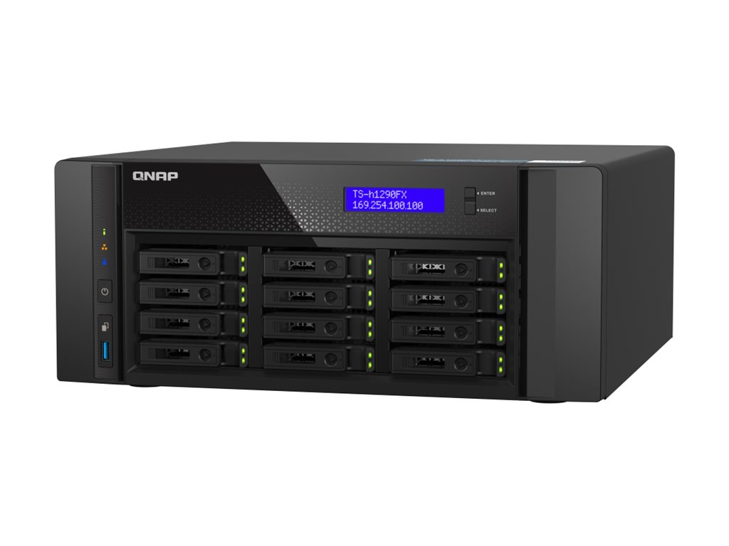 QNAP TS-h1290FX NAS Tower EPYC 7302P 128 GB DDR4 0 TB QuTS hero Black