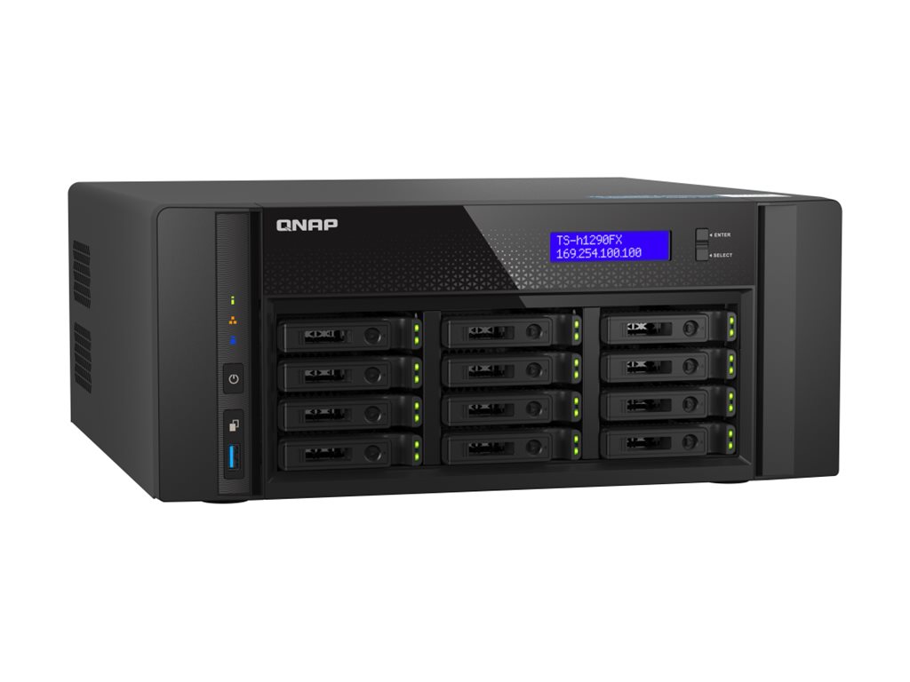 QNAP TS-h1290FX NAS Tower EPYC 7302P 128 GB DDR4 0 TB QuTS hero Black