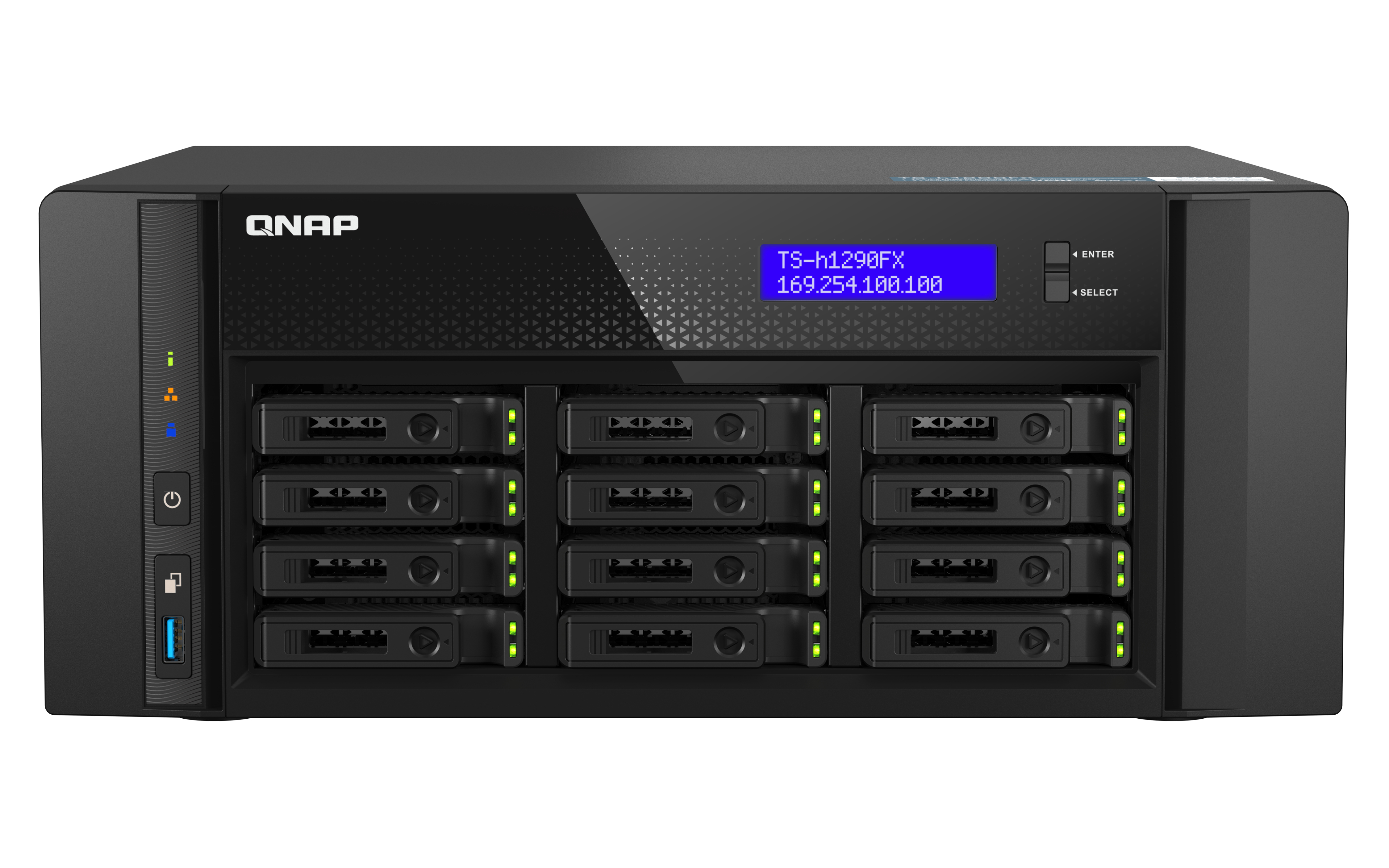QNAP TS-h1290FX NAS Tower EPYC 7302P 128 GB DDR4 0 TB QuTS hero Black