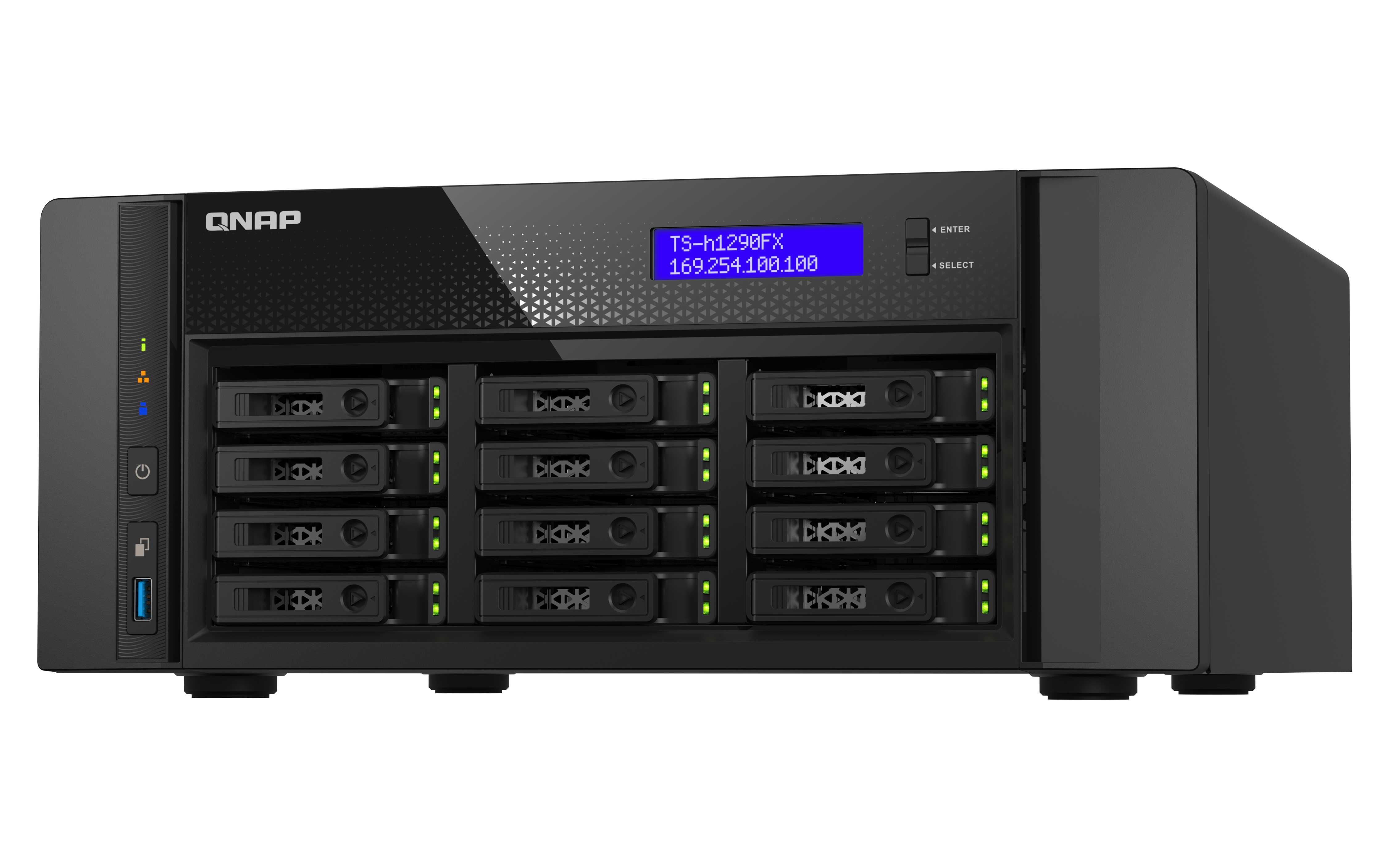 QNAP TS-h1290FX NAS Tower EPYC 7302P 128 GB DDR4 0 TB QuTS hero Black