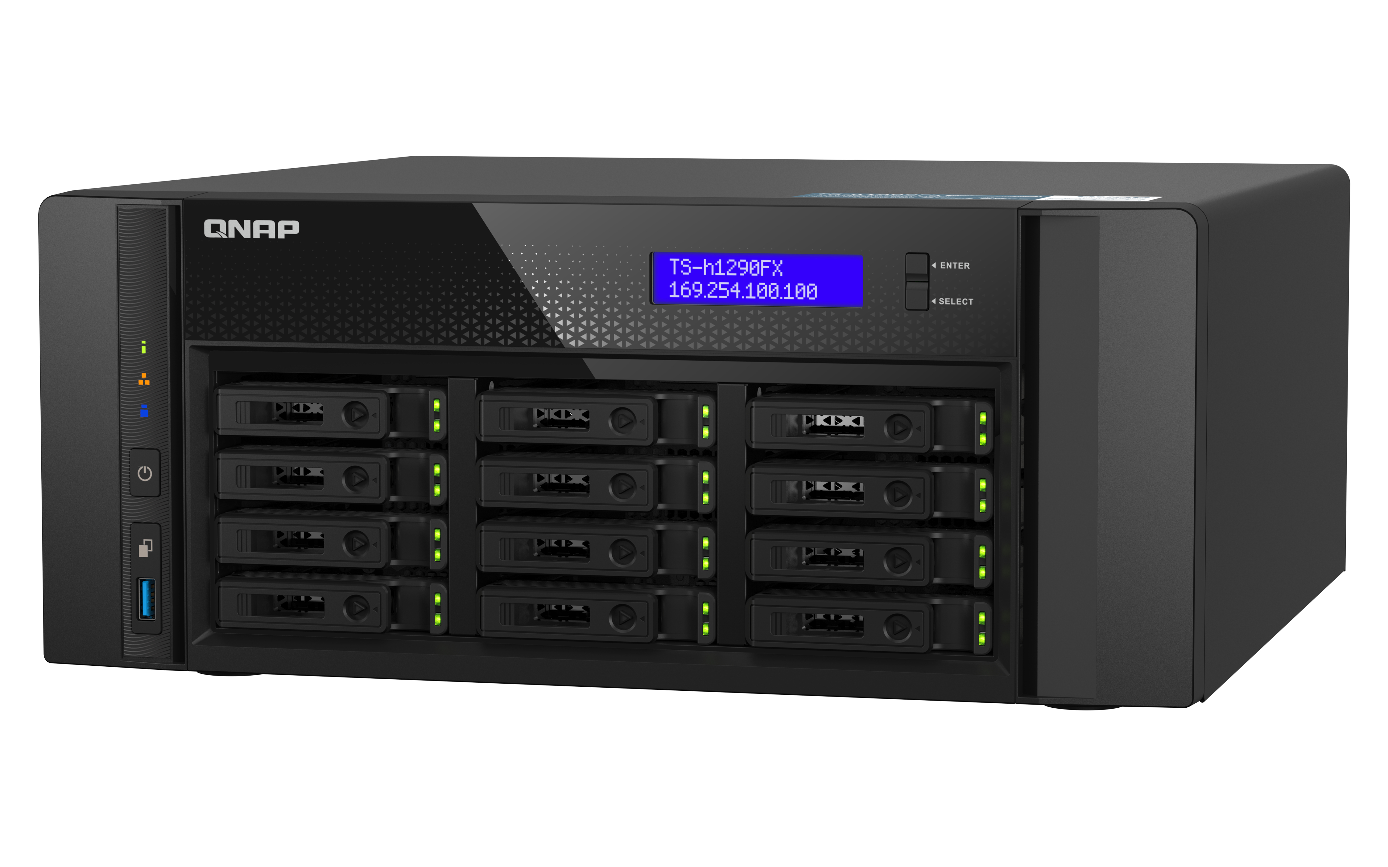 QNAP TS-h1290FX NAS Tower EPYC 7302P 128 GB DDR4 0 TB QuTS hero Black