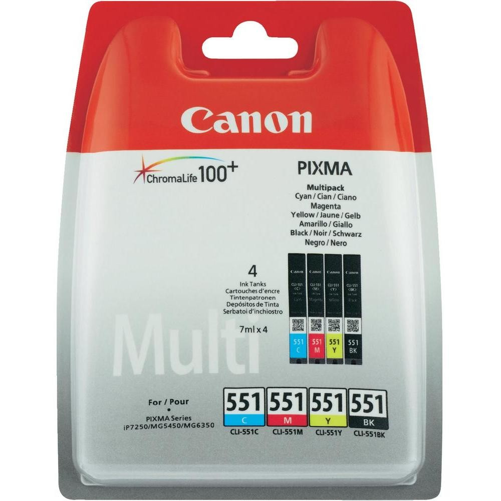 Canon CLI-551 C/M/Y/BK Multipack - 4er-Pack - Schwarz, Gelb, Cyan, Magenta