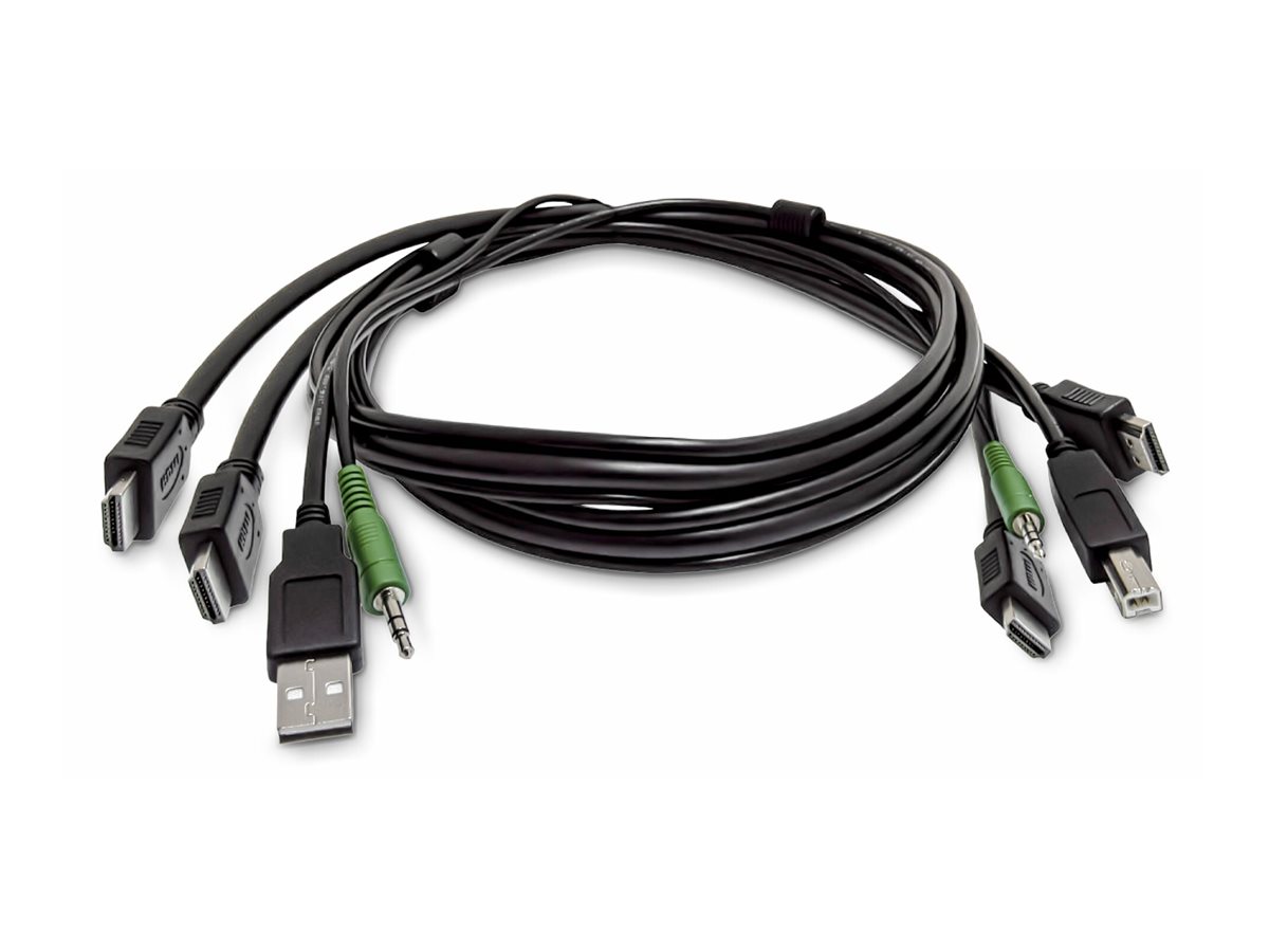StarTech.com C�ble KVM Double HDMI de 1,8 m, USB 2.0, Audio 3,5 mm, C�ble Combin� Universellement Compatible pour Switch KVM, Conforme TAA