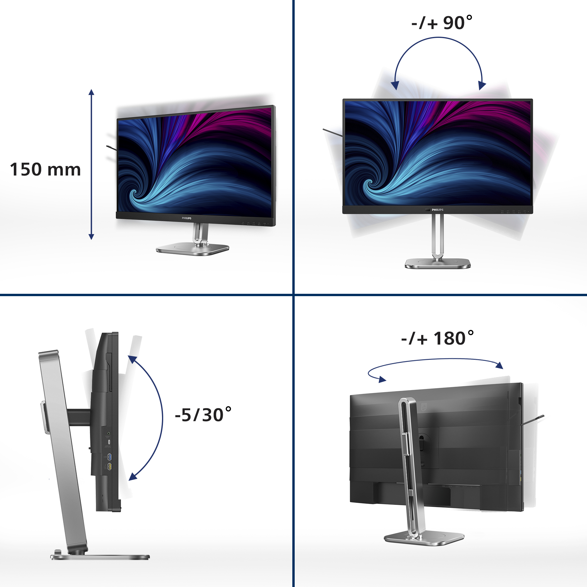 Philips 27B2U4601/00 Monitor PC 68,6 cm (27) 2560 x 1440 Pixel Quad HD LCD Grigio