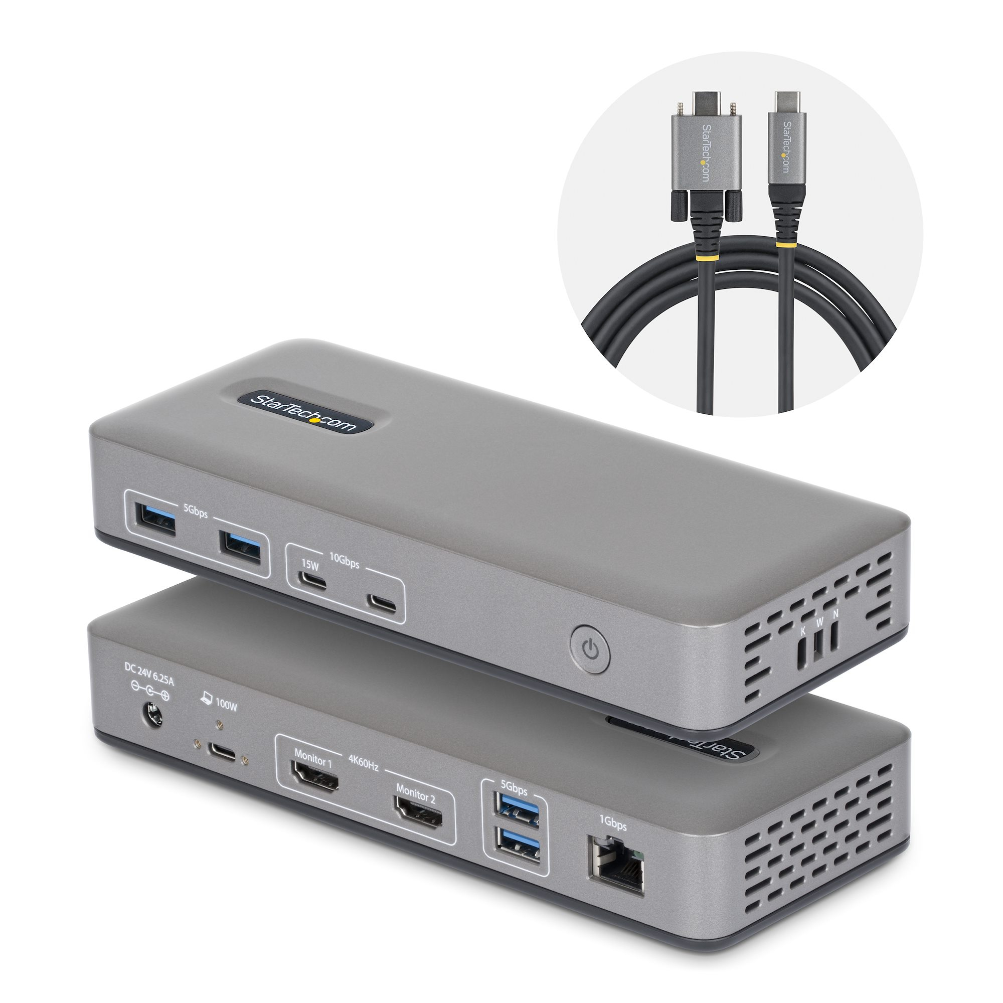 StarTech.com Docking Station USB-C Dual Monitor, HDMI 4K 60Hz, Ricarica Laptop 100W, Ethernet 1GbE, Senza Driver, Dock Multi-Monitor per Windows