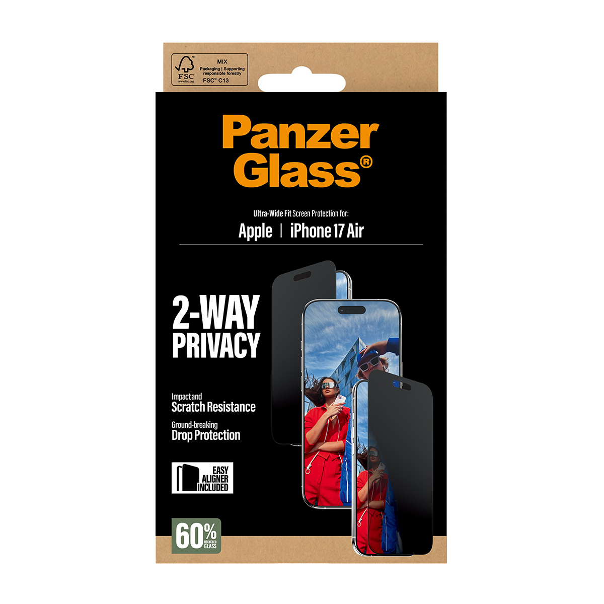 PanzerGlass 2-Way Privacy Screen Protector iPhone 17 Air Ultra-Wide Fit