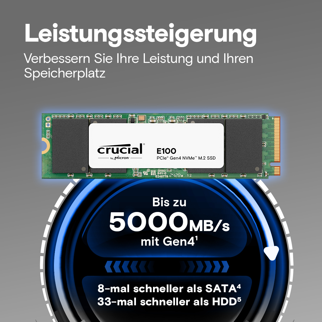 Crucial E100 2 To M.2 PCI Express 4.0 NVMe