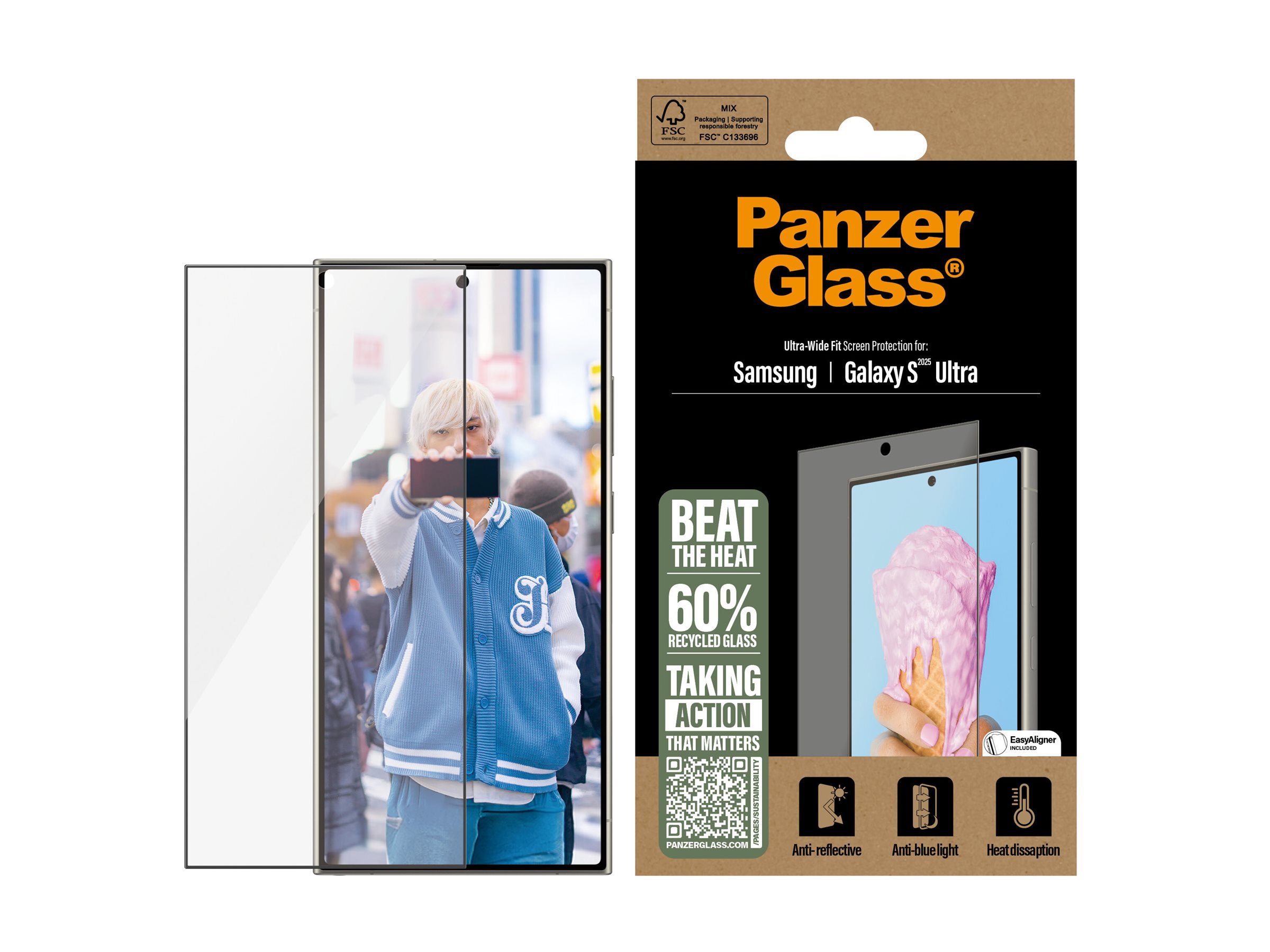 PanzerGlass Bildschirmschutz f�r Handy - ultra-wide fit, all-in-one