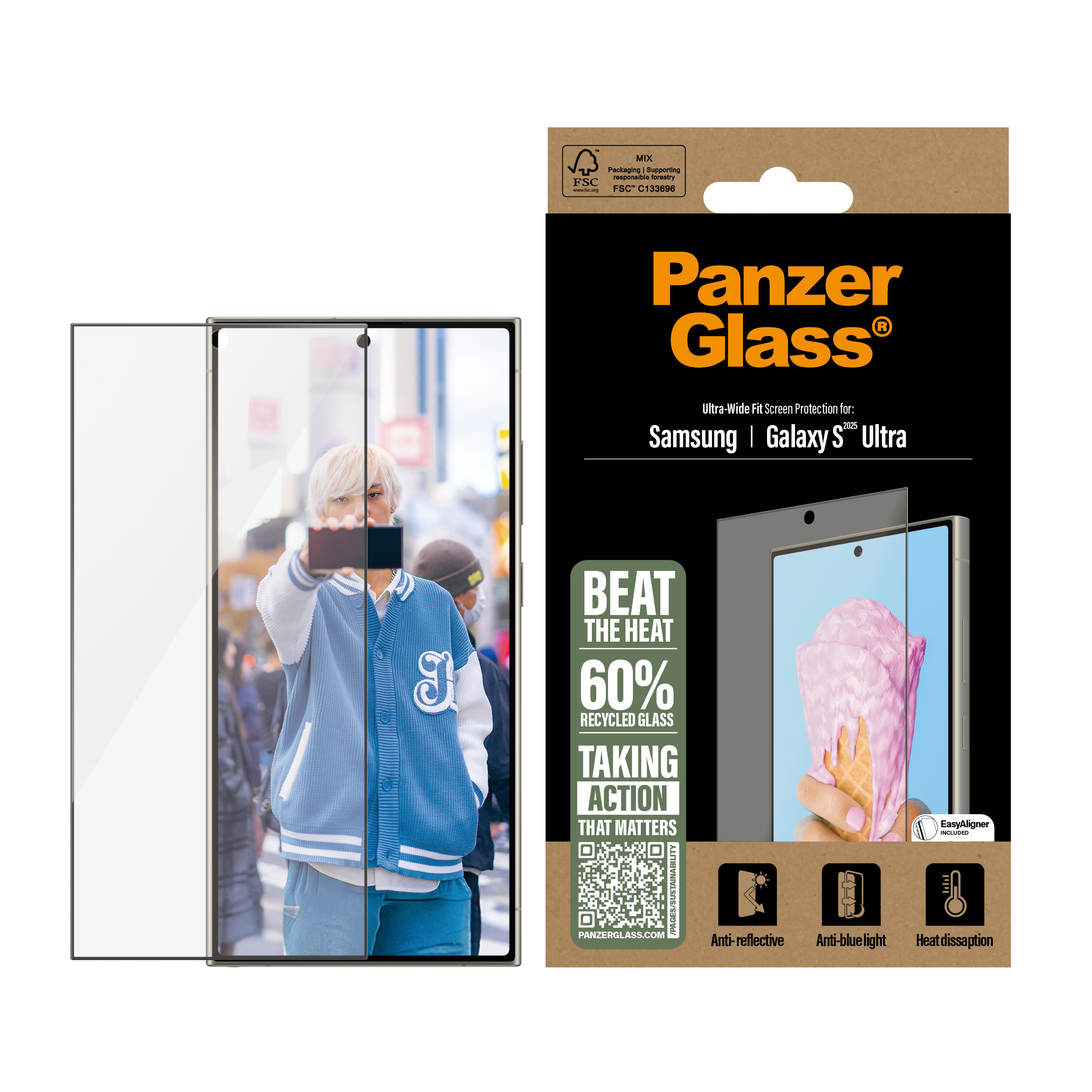 PanzerGlass Bildschirmschutz f�r Handy - ultra-wide fit, all-in-one