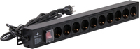 Rockstable 10-Fache Steckdosenleiste - Stromverteiler - Schwarz - 1U - 2 m - 125/250 V - 50 - 60 Hz
