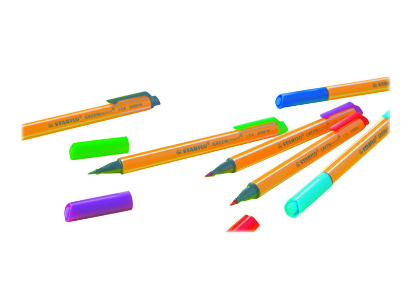STABILO GREENpoint - Filzstift - Schwarz, Rot, Blau, Gr�n, T�rkis, fliederfarben� - 0.8 mm - gro� (Packung mit 6)