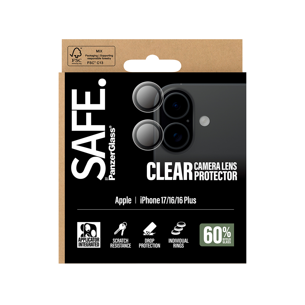 PanzerGlass SAFE. Camera Lens Protector transparent iPhone 17/16/16 Plus