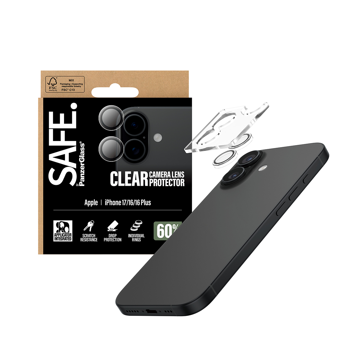 PanzerGlass SAFE. Camera Lens Protector transparent iPhone 17/16/16 Plus