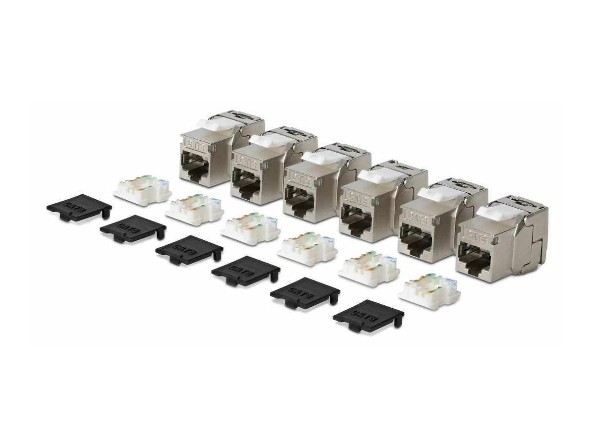 StarTech.com Cat8 Keystone Jack, 6-Pack RJ45 Ethernet Keystone Jacks, STP Cat8 Wall Jack, 180-Degree Toolless