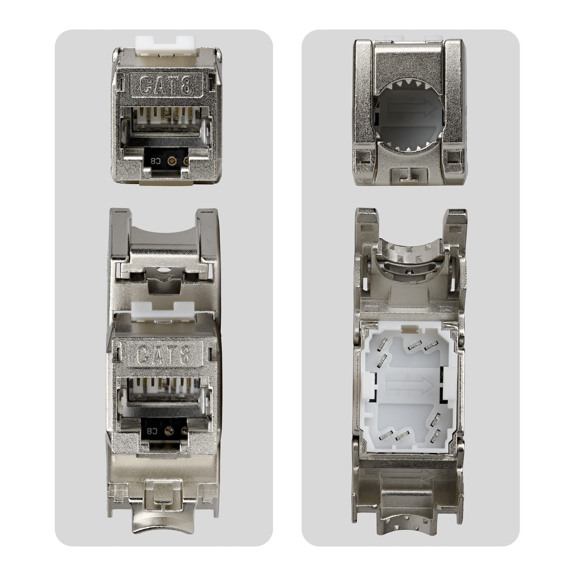StarTech.com Cat8 Keystone Jack, 6-Pack RJ45 Ethernet Keystone Jacks, STP Cat8 Wall Jack, 180-Degree Toolless