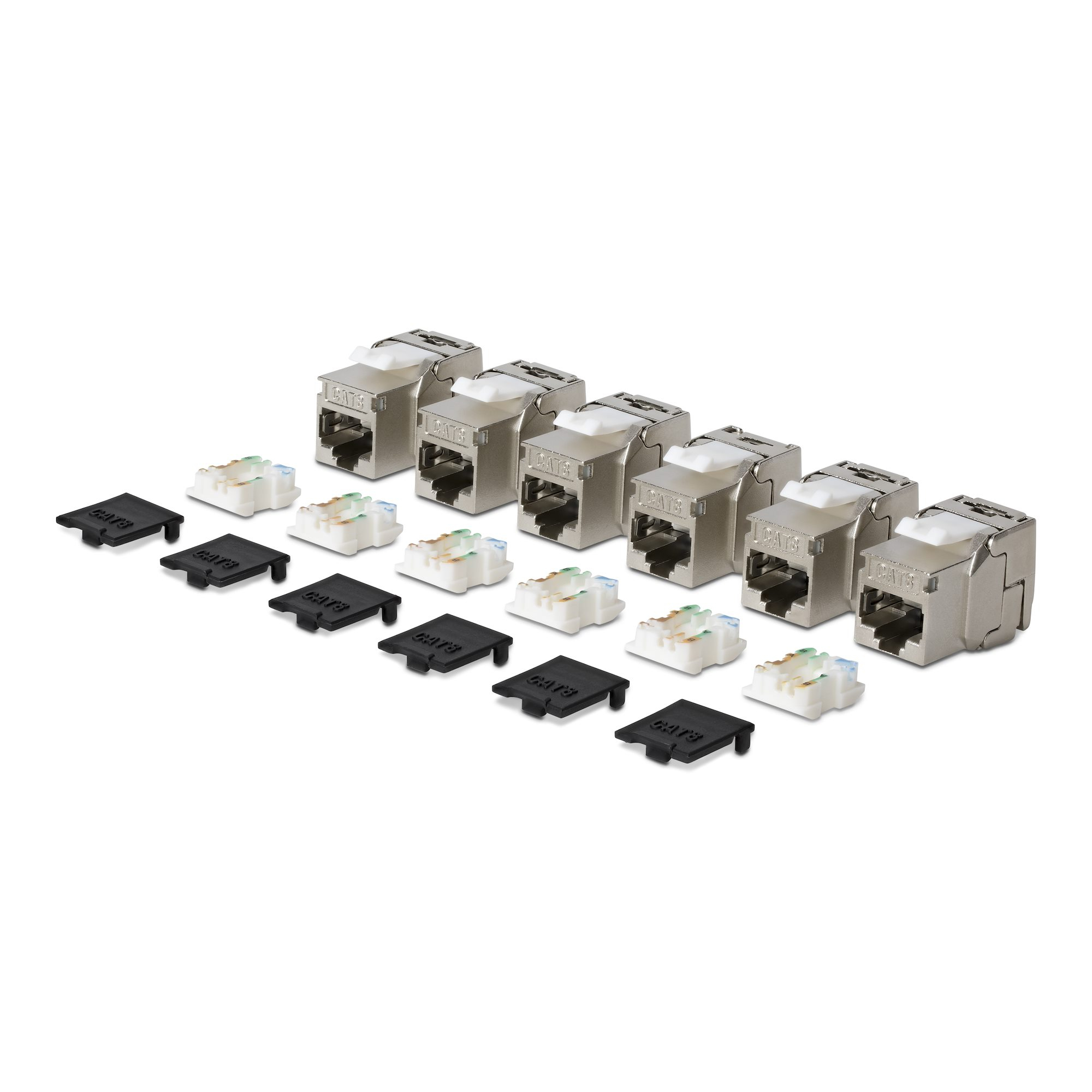 StarTech.com Cat8 Keystone Jack, 6-Pack RJ45 Ethernet Keystone Jacks, STP Cat8 Wall Jack, 180-Degree Toolless
