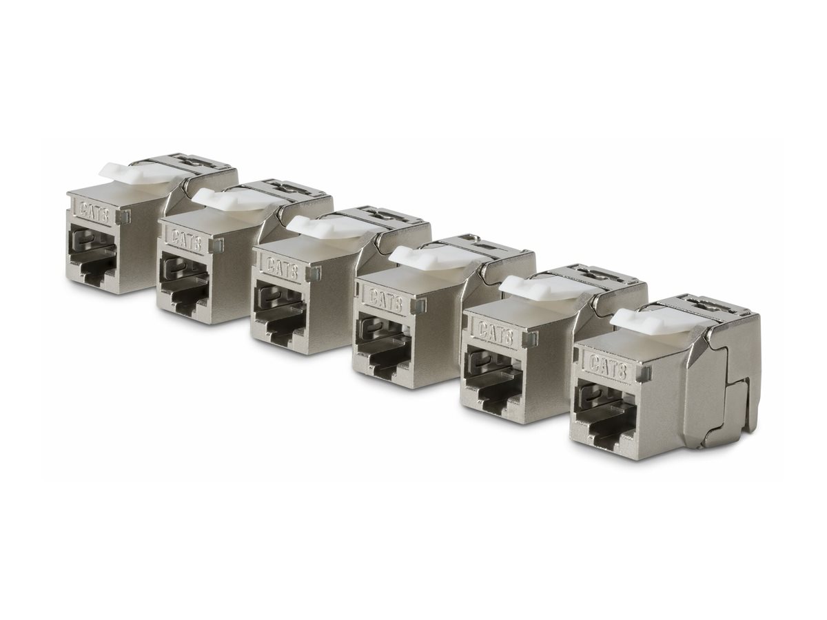 StarTech.com Cat8 Keystone Jack, 6-Pack RJ45 Ethernet Keystone Jacks, STP Cat8 Wall Jack, 180-Degree Toolless