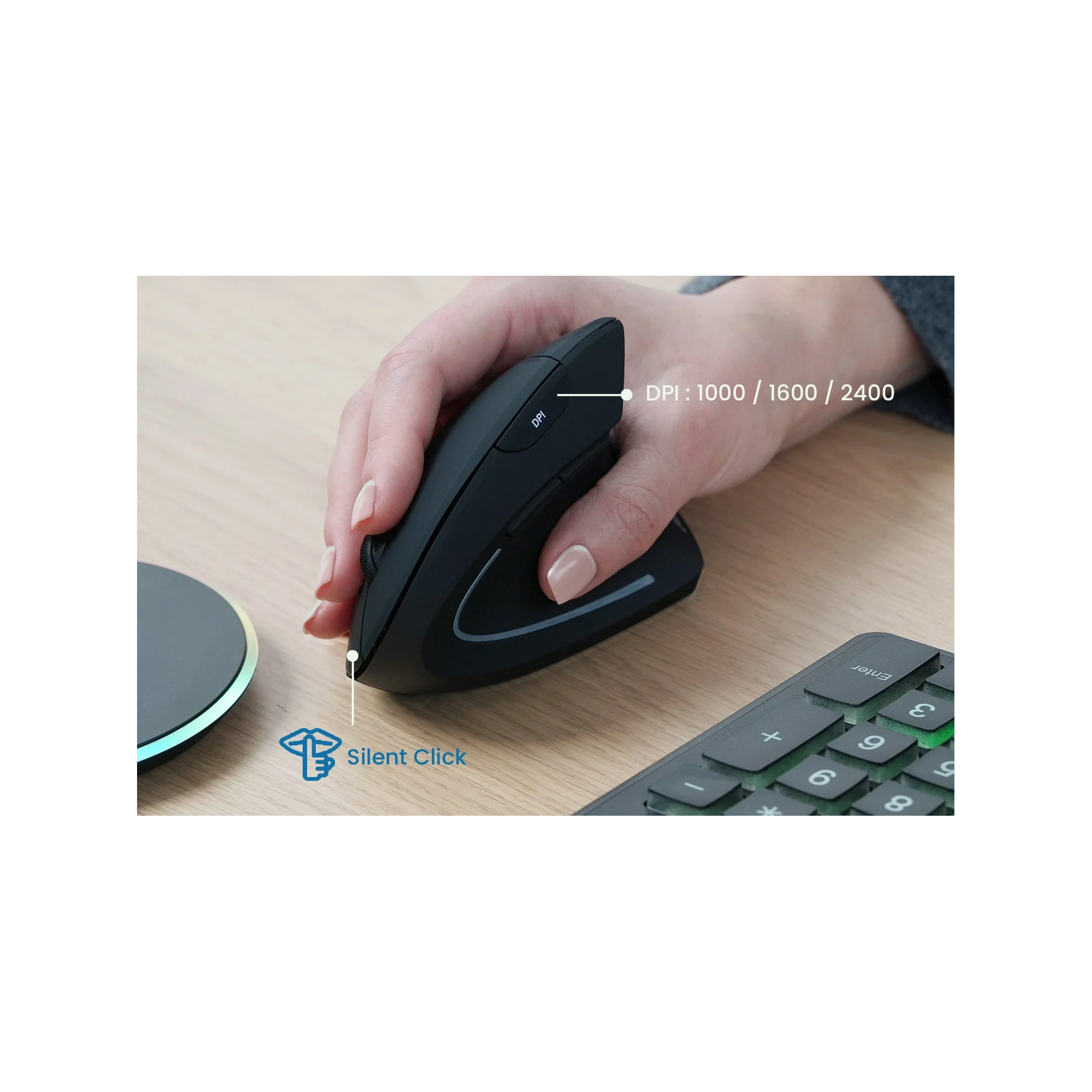 Perixx PERIMICE-713 RX Vertikale Ergonomie-Maus kabellos inkl. Ladepad