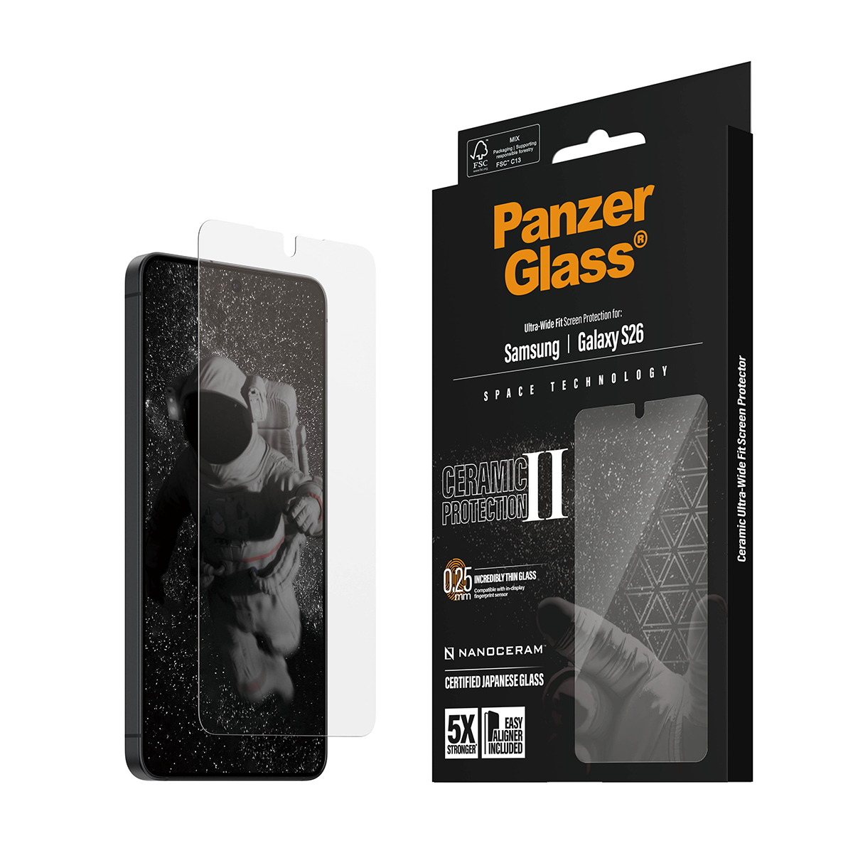 PanzerGlass � Ceramic Screen Protector Samsung Galaxy S26 | Ultra-Wide Fit w. EasyAligner Protection d�cran transparent 1 pi�ce(s)