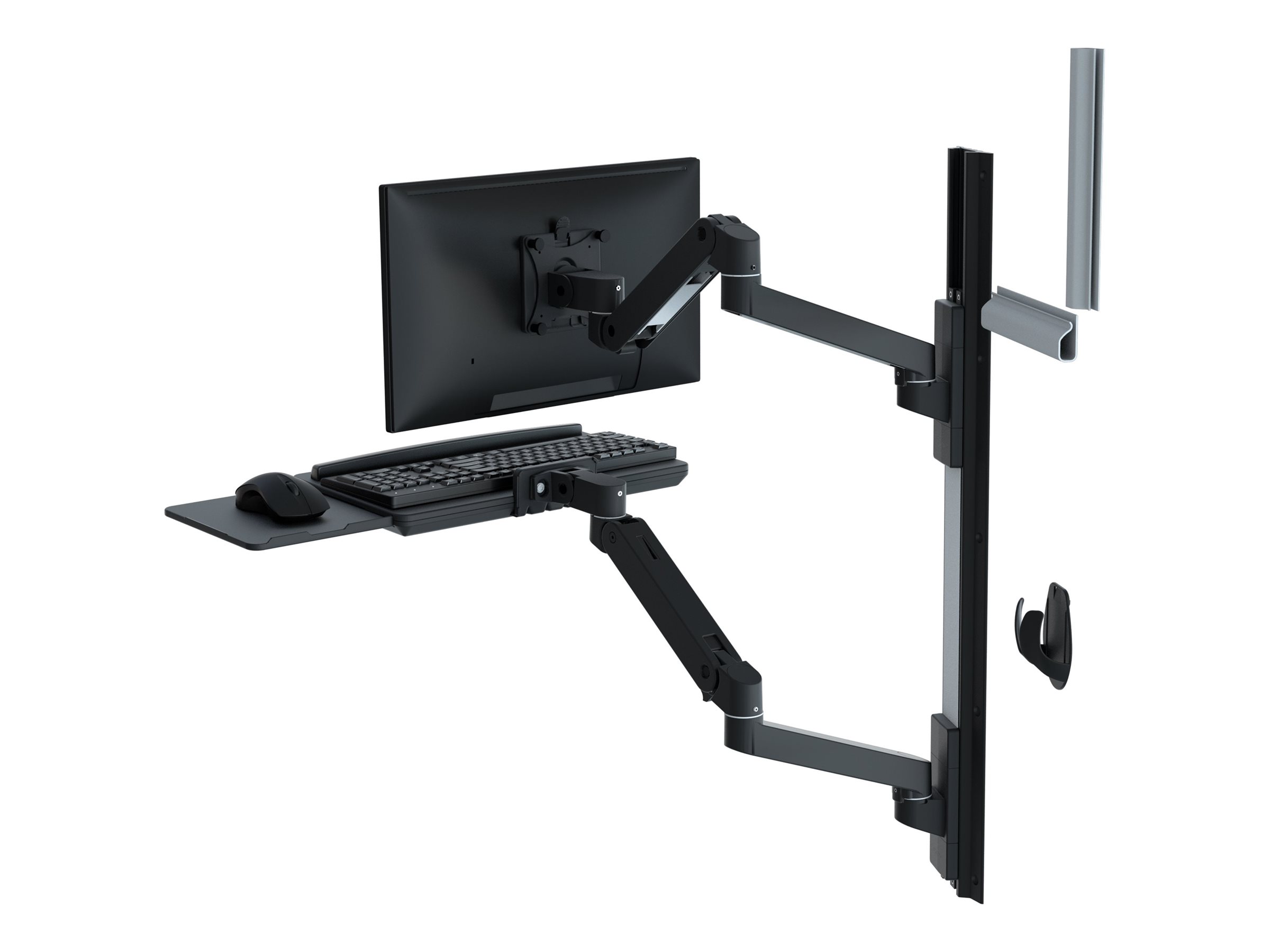 Ergotron LX Pro - Befestigungskit (2 Arme, 2 Aufstze, Tastatur-Tablett, Mausablage zum Herausziehen, Maushalterung, 2 Wandhalterungssockel, Wandschiene 34, Wandbefestigung, 2 Kabelkanle, Monitor-Schwenkarm, Tastaturdrehpunkt) - fr LCD-Display / PC-Aus