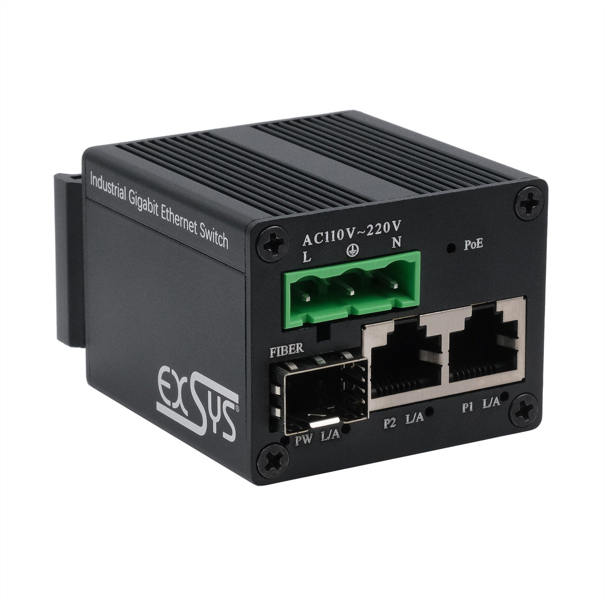 Exsys Switch 2+ Industrie SFP Micro2+ PoE+ unmanaged - Switch - 1 Gbps