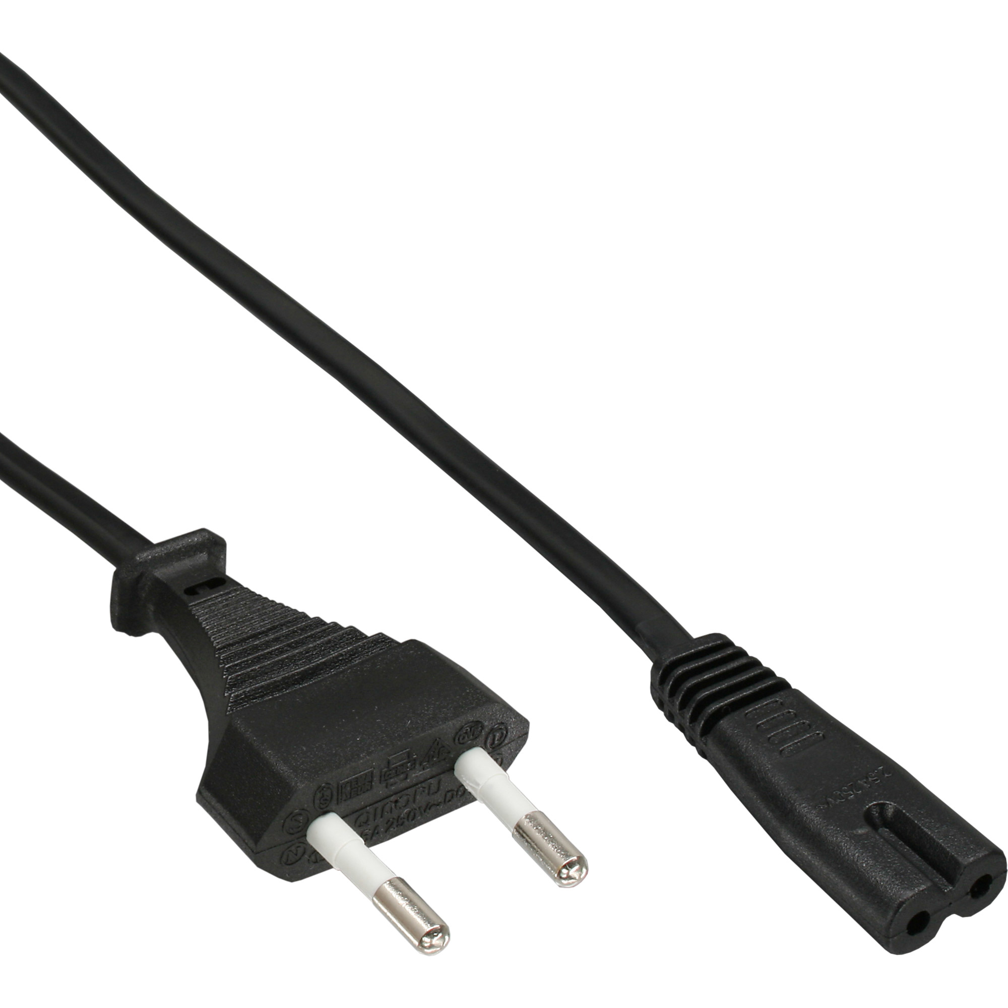 InLine Stromkabel - Eurostecker (S) zu IEC 60320 C7 - 3 m - Schwarz (Packung mit 45)