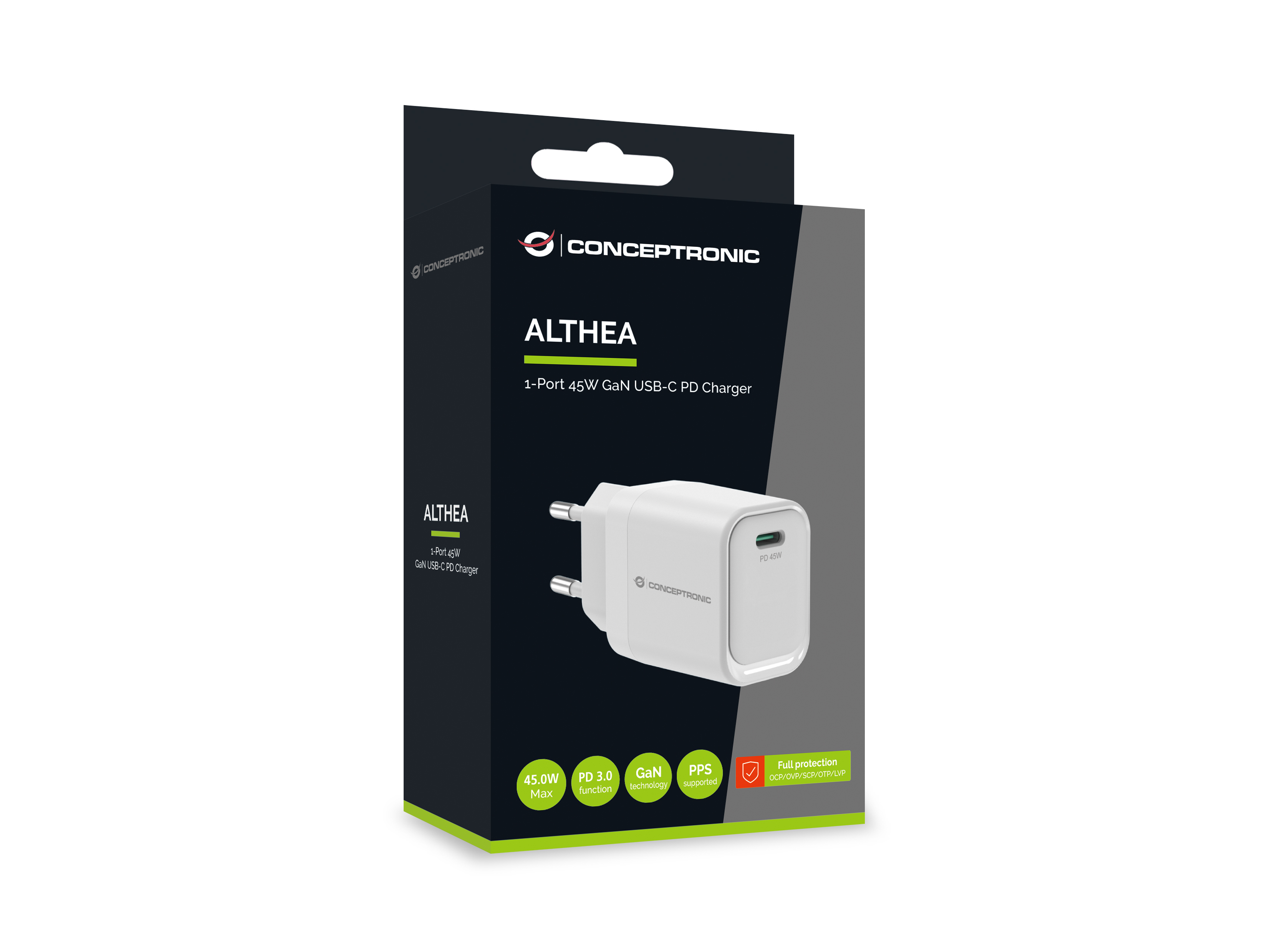 Conceptronic ALTHEA19W45 cargador de dispositivo m�vil Universal Blanco Corriente alterna Carga r�pida Interior