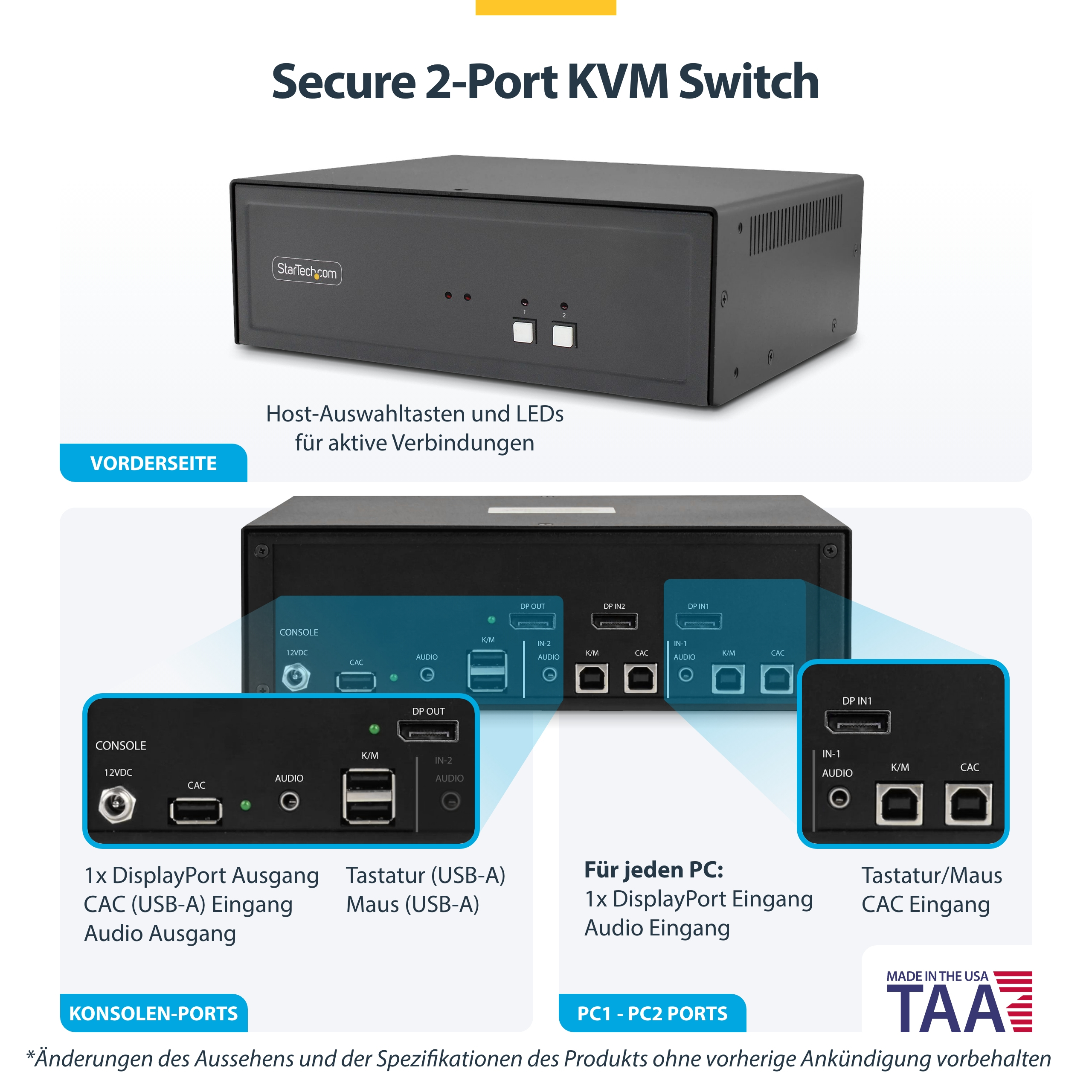 StarTech.com KVM-Switch - sicher - 2 x KVM