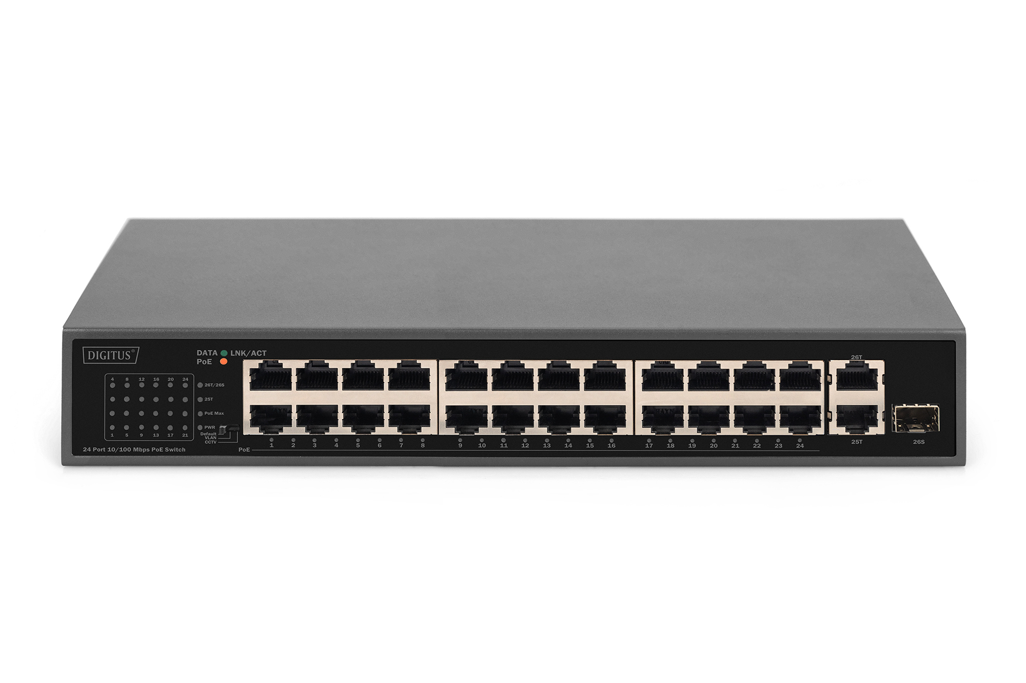 Digitus Commutateur 24 ports PoE FE, 2 ports uplink (SFP / RJ45)