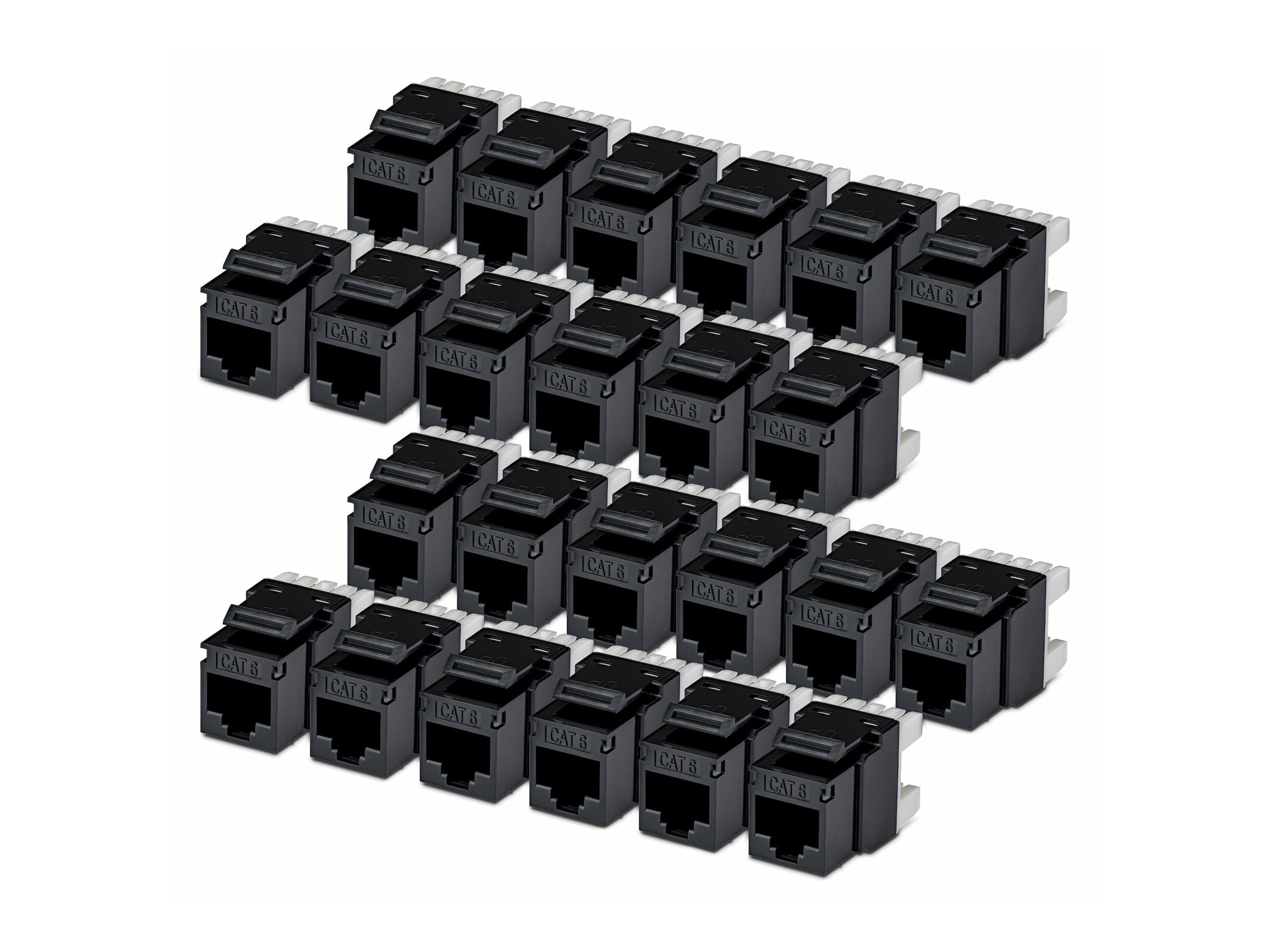 StarTech.com Cat6 Keystone Jack, 24-Pack RJ45 Ethernet Keystone Jacks, UTP Cat6 Wall Jack, 180-Degree 110 Punch Down, Black