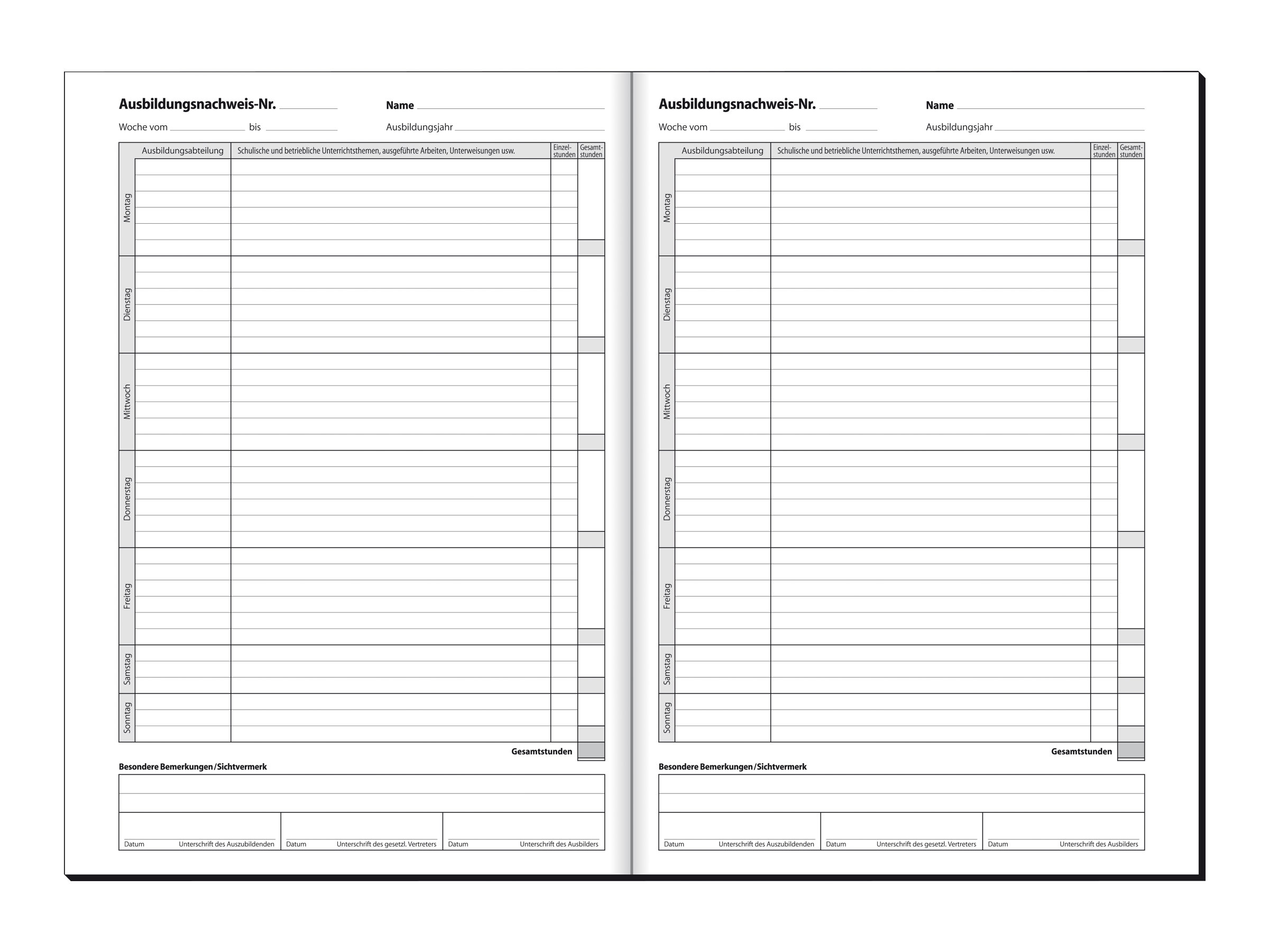 Sigel Formularbuch AW480 Ausbildungsnachweis tgliche Eintragungen - A4