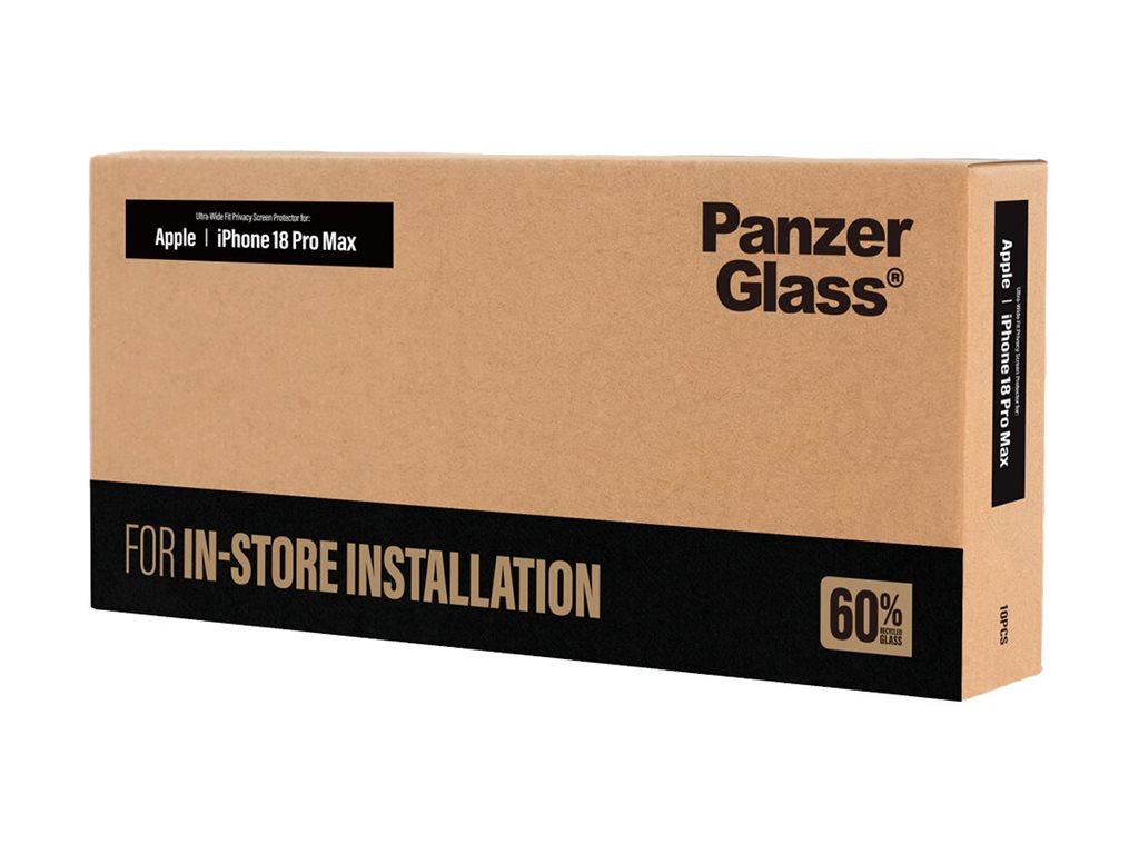 PanzerGlass Bildschirmschutz f�r Handy - ultraweite Passform f�r Fastfit-Installationsmaschine - Glas - mit Sichtschutzfilter - 2-Wege - klebend (Packung mit 10)