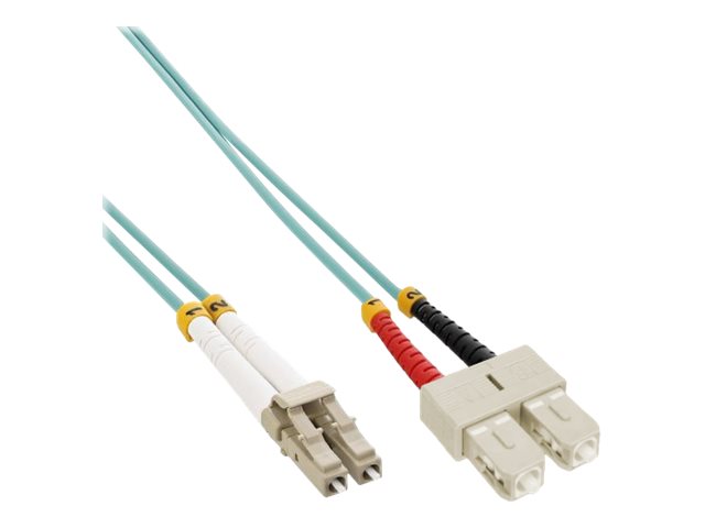 InLine LC/SC, 25 m c�ble de fibre optique 2x LC 2x SC OM3 Turquoise, Couleur aqua