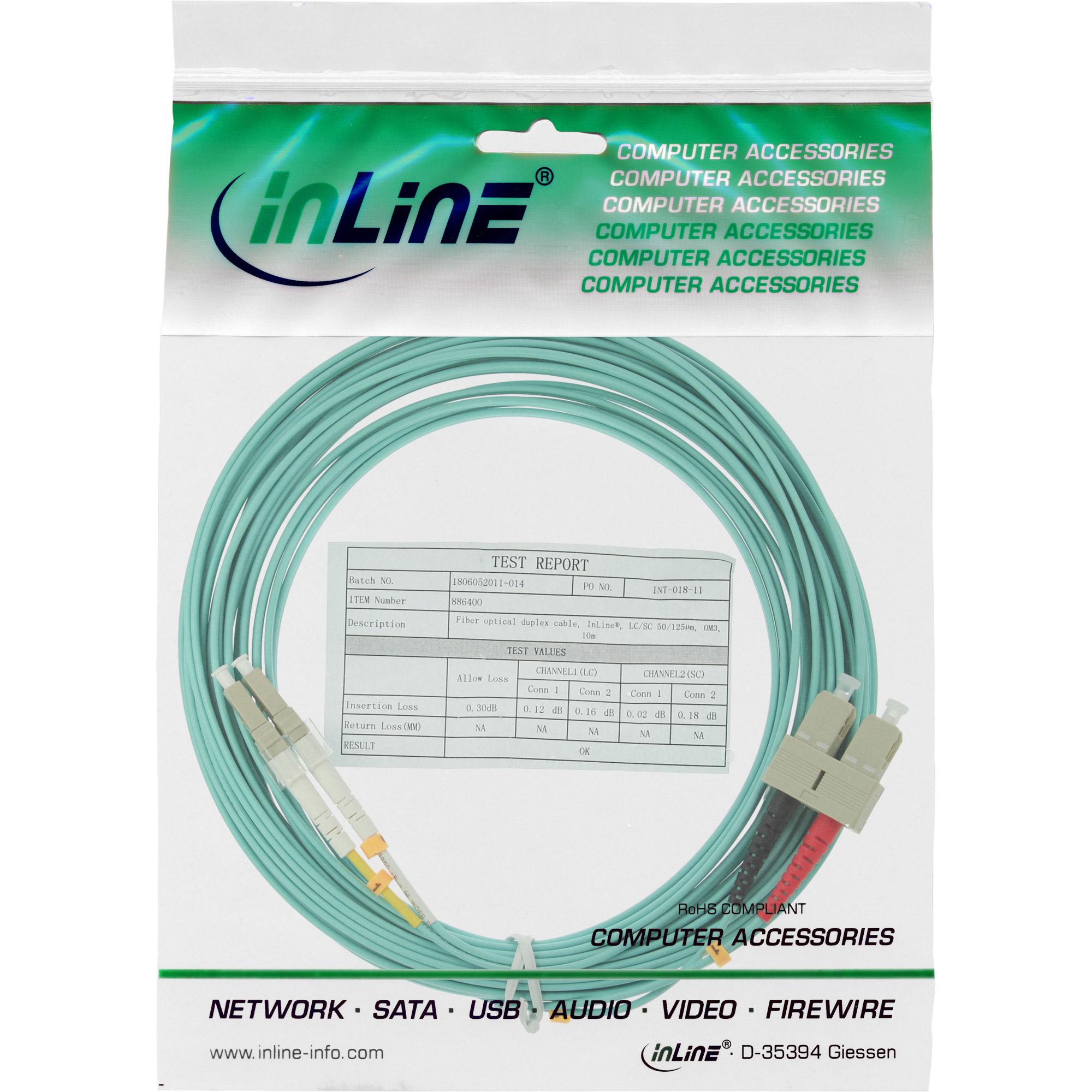 InLine Fiber Optical Duplex Cable LC/SC 50/125�m OM3 25m