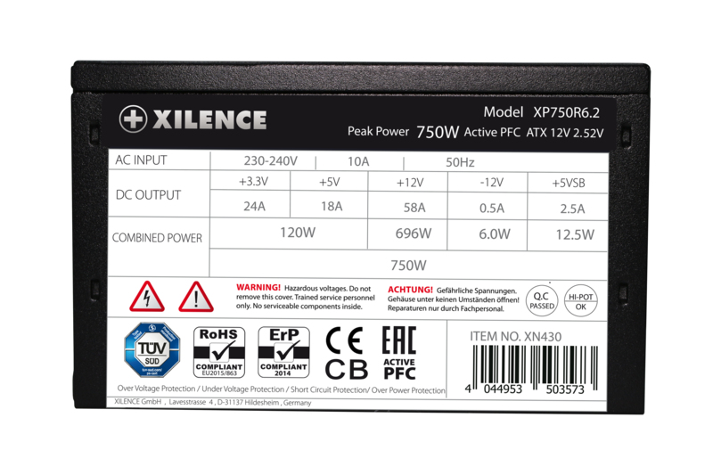 Xilence XN430 unidad de fuente de alimentacin 750 W 20+4 pin ATX ATX Negro