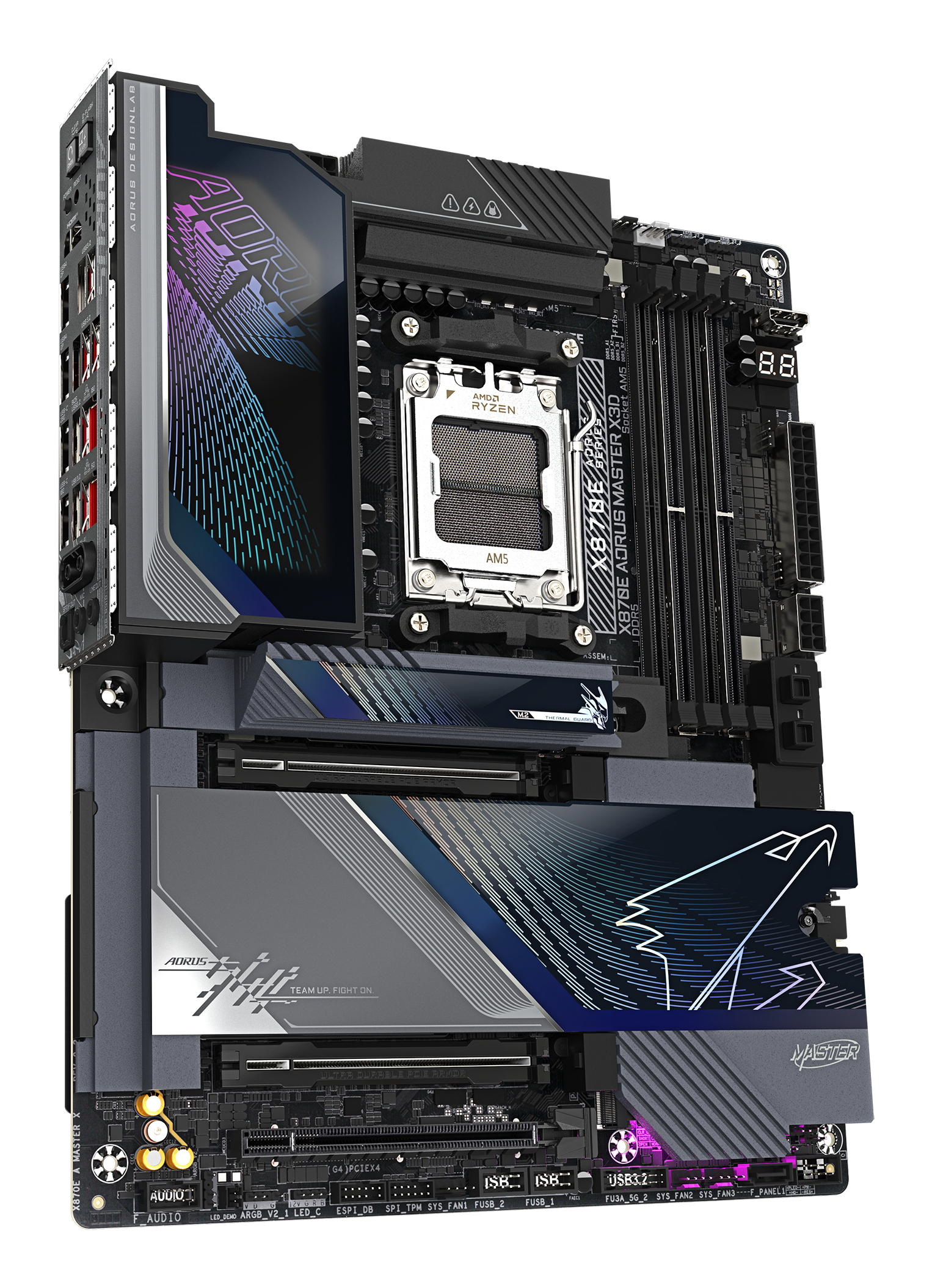 GIGABYTE X870E AORUS MASTER X3D Carte M�re - Prend en charge les processeurs AMD Ryzen 9000, VRM num�rique 18+2+2 phases, jusqu � 9000MHz DDR5 (O.C.), 2xPCIe 5.0 + 3xPCIe 4.0, Wi-Fi 7, LAN 10GbE, USB 4