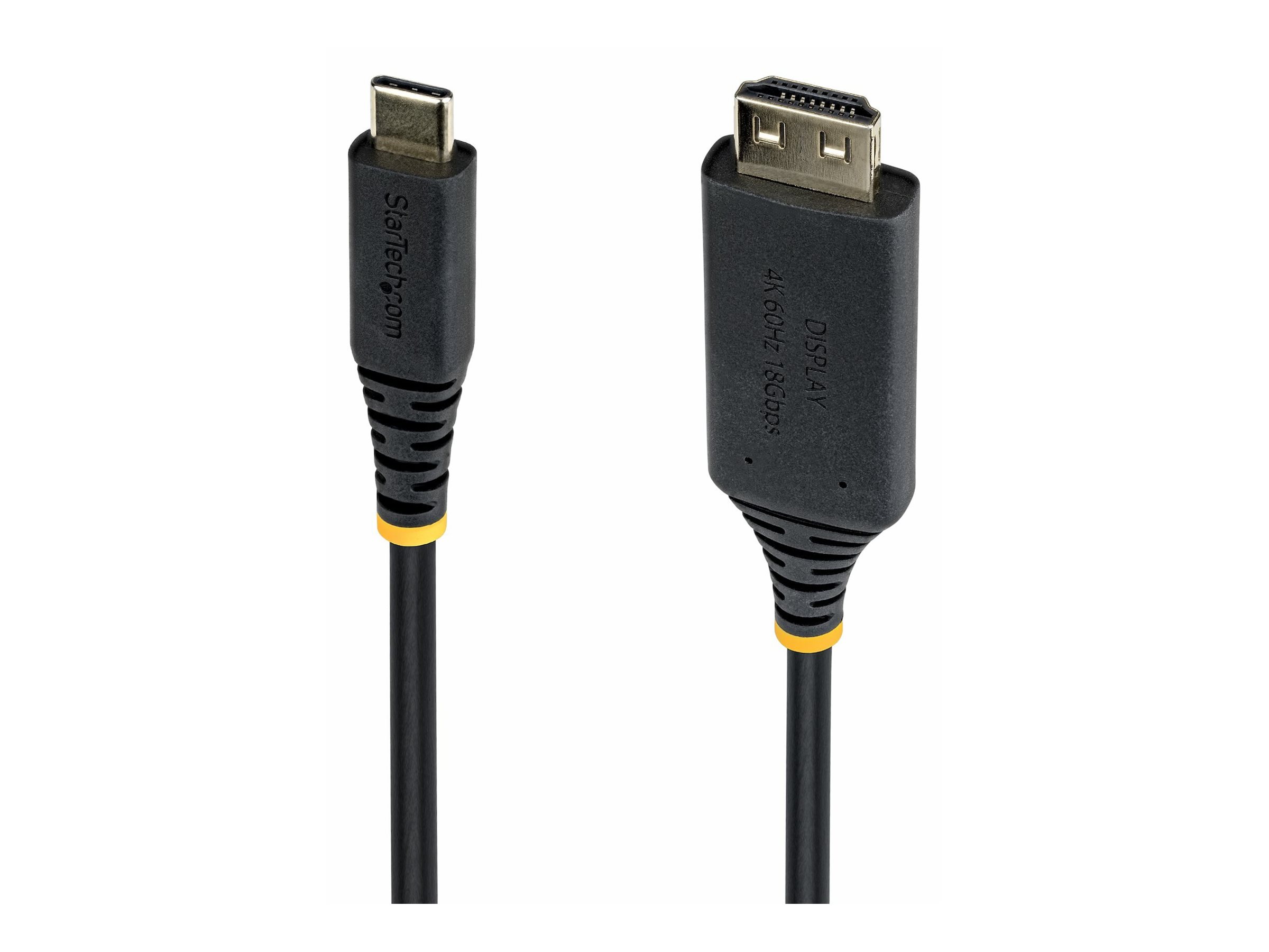 StarTech.com 1m USB-C to HDMI Adapter Cable, Gripping HDMI Connector, 4K 60Hz, Thunderbolt Compatible, HDR, Uni-Directional Cord for MacBook, Dell, HP, Lenovo