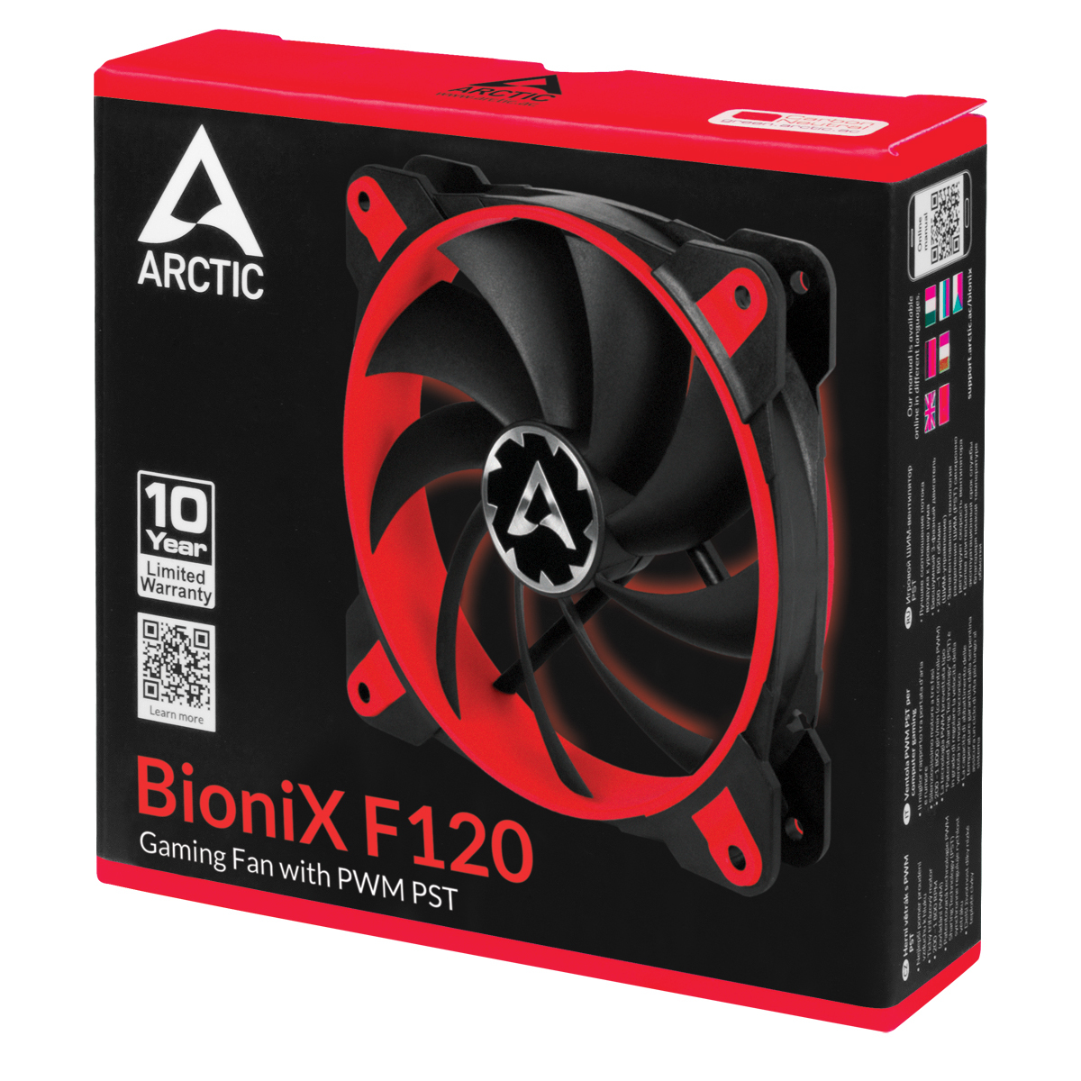 ARCTIC BioniX F120 Case per computer Ventilatore 12 cm Nero, Rosso