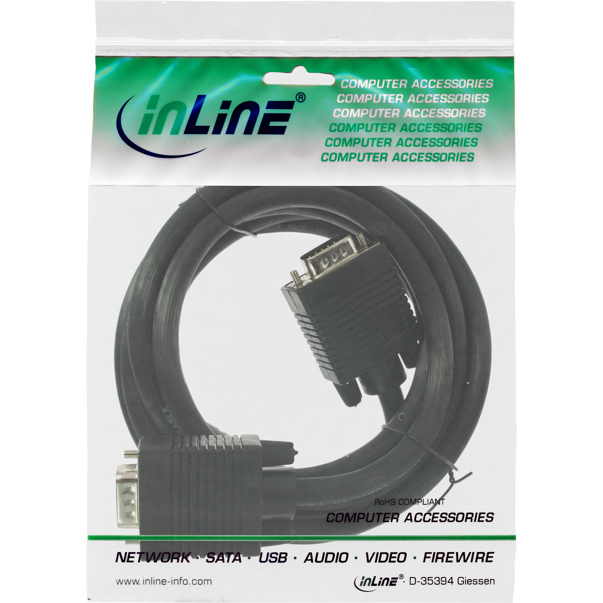 InLine S-VGA Cable 15HD male / male black 10m