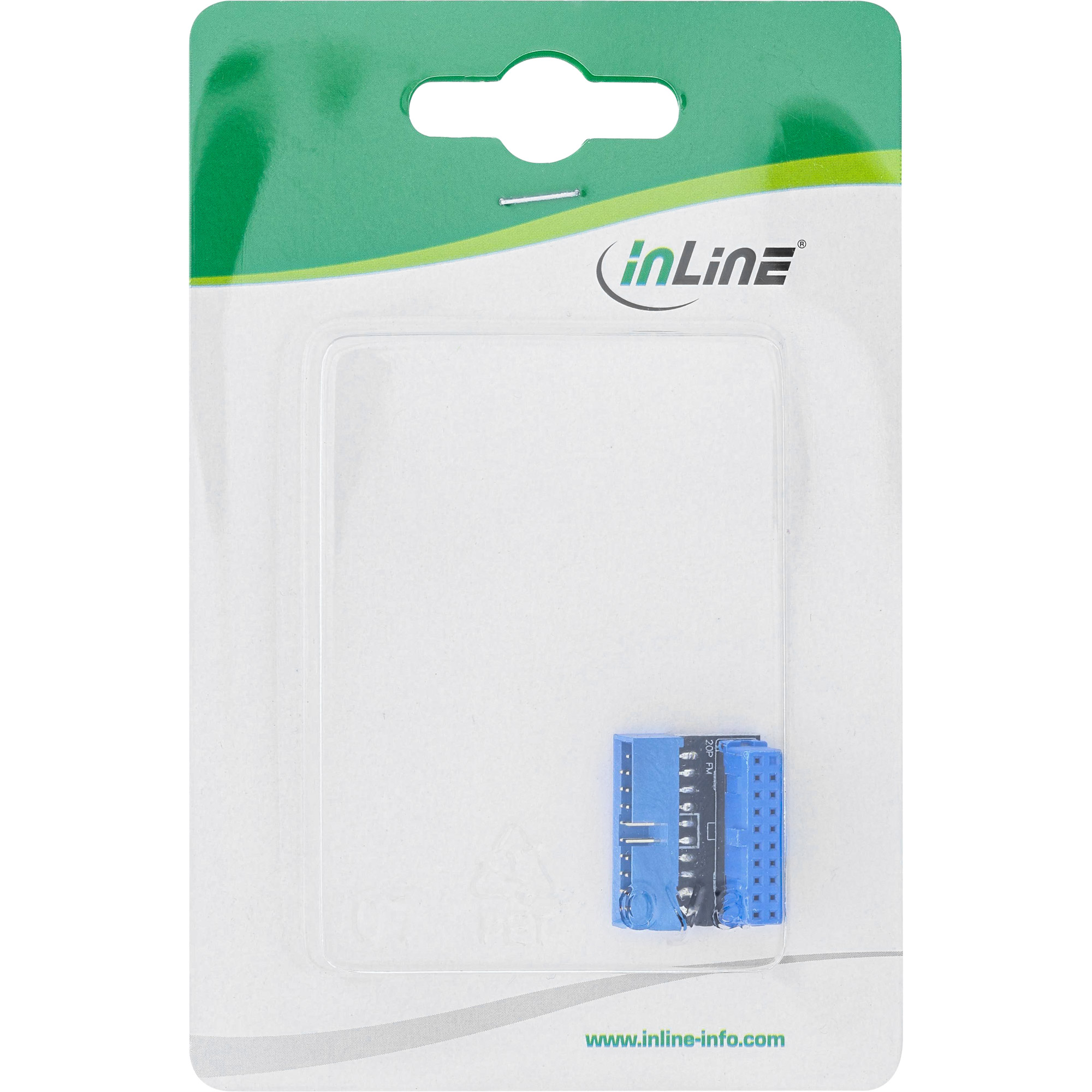 InLine USB 3.0 adapter internal, male / female post connection, angled down