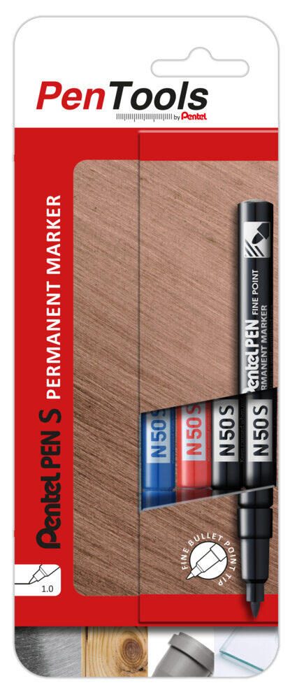Pentel Permanent-Marker N50S Rundspitze 4er Etui sortiert in den Farben 2x
